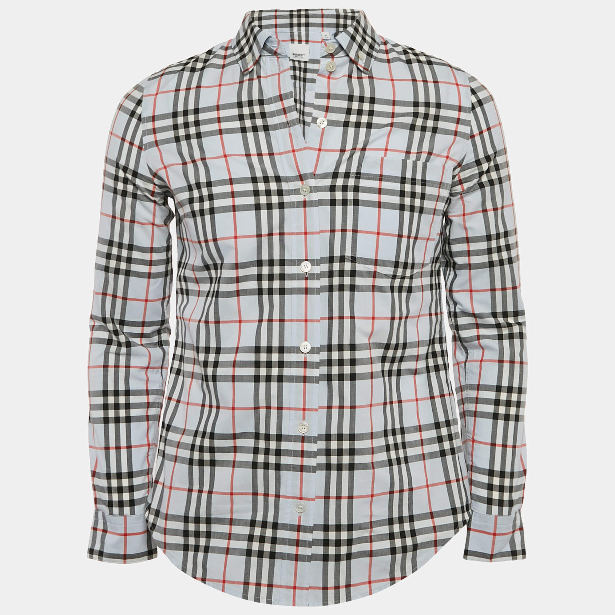 Burberry Blue Vintage Check Cotton Button-Down Shirt S