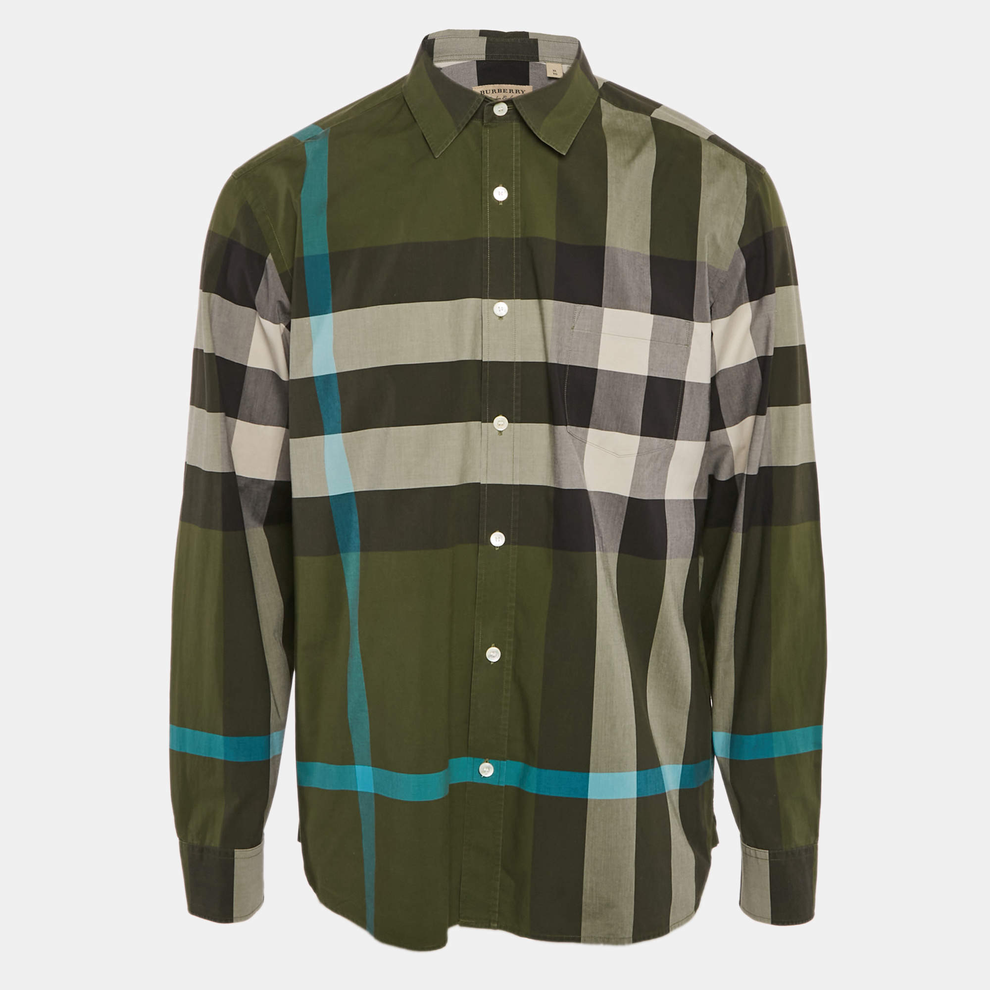 Burberry Green Nova Check Cotton Button Front Shirt XL