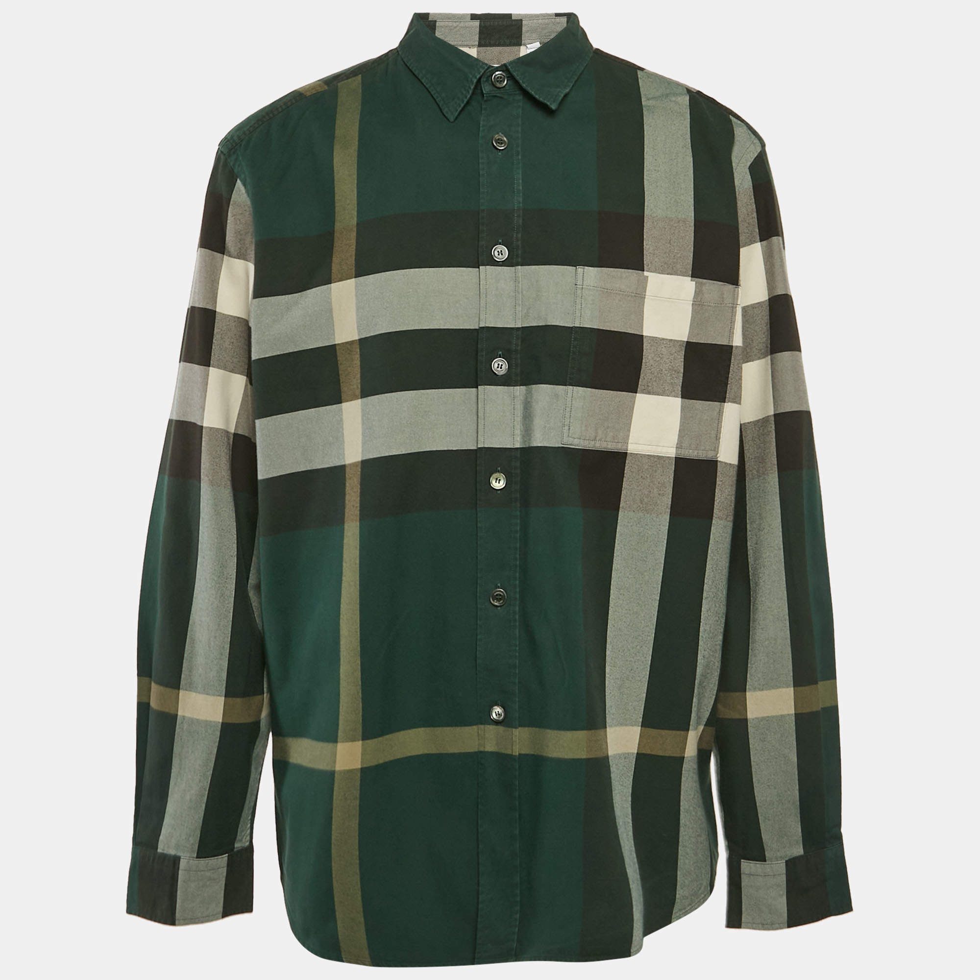 Burberry Green Nova Check Cotton Button Front Shirt XXXL