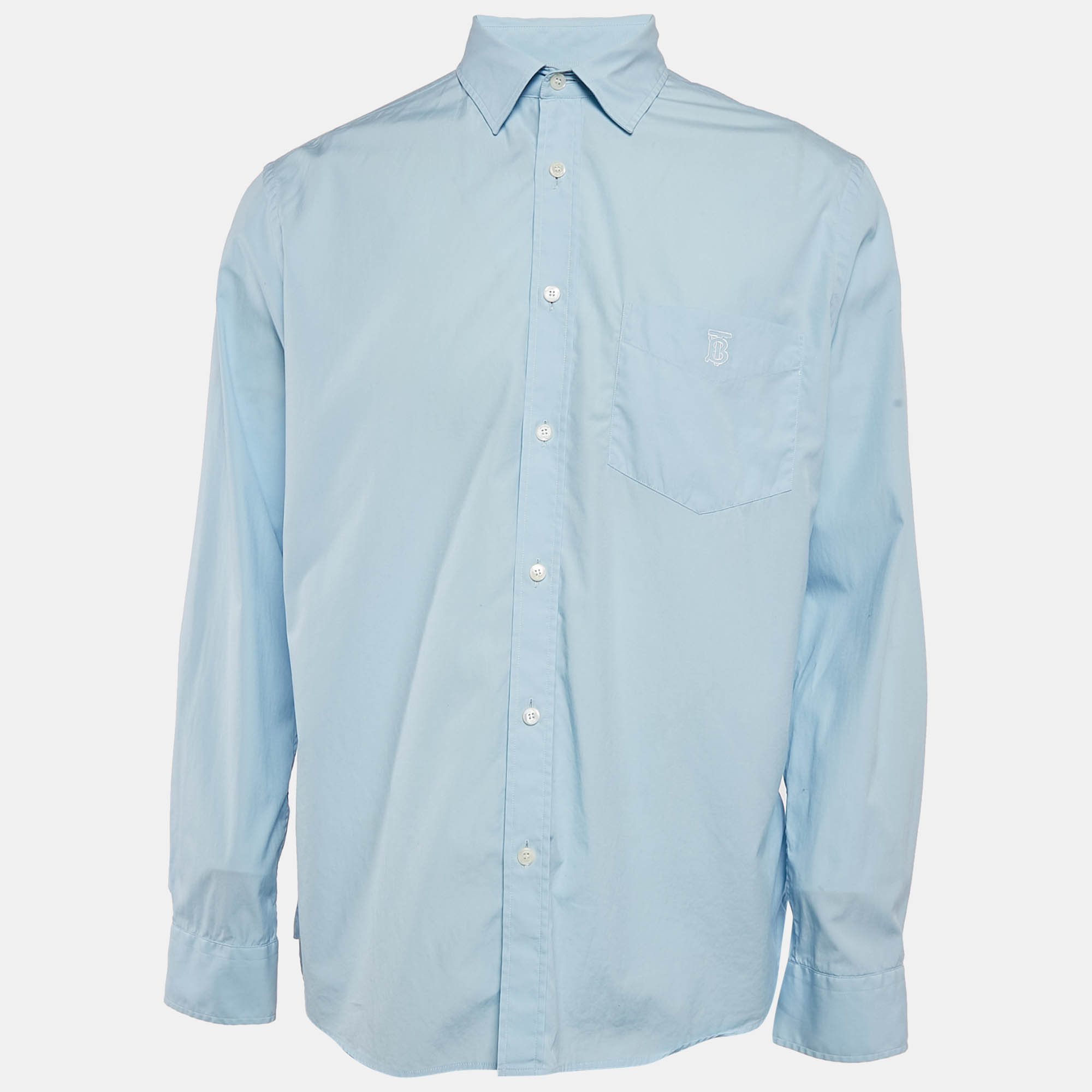 Burberry Blue Cotton Button Front Shirt XL