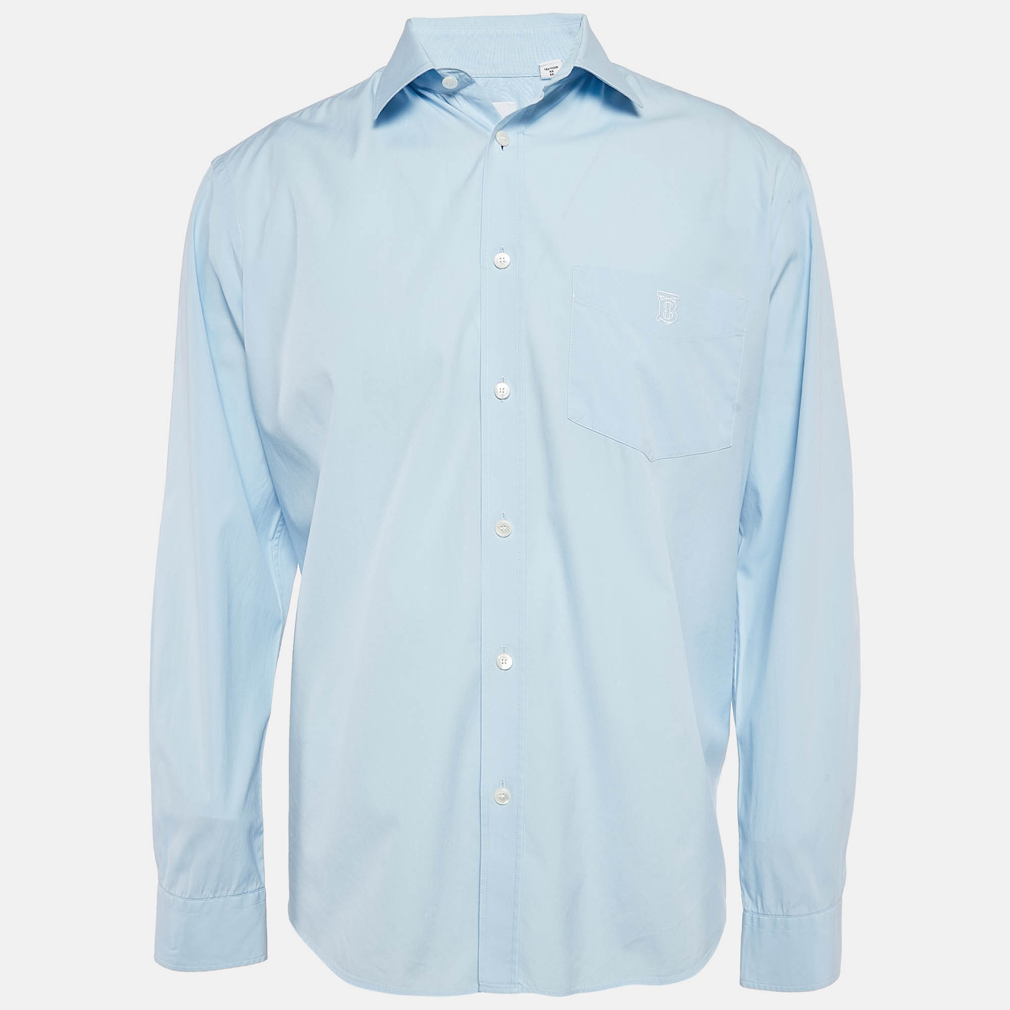 Burberry Blue Cotton Button Front Shirt XL