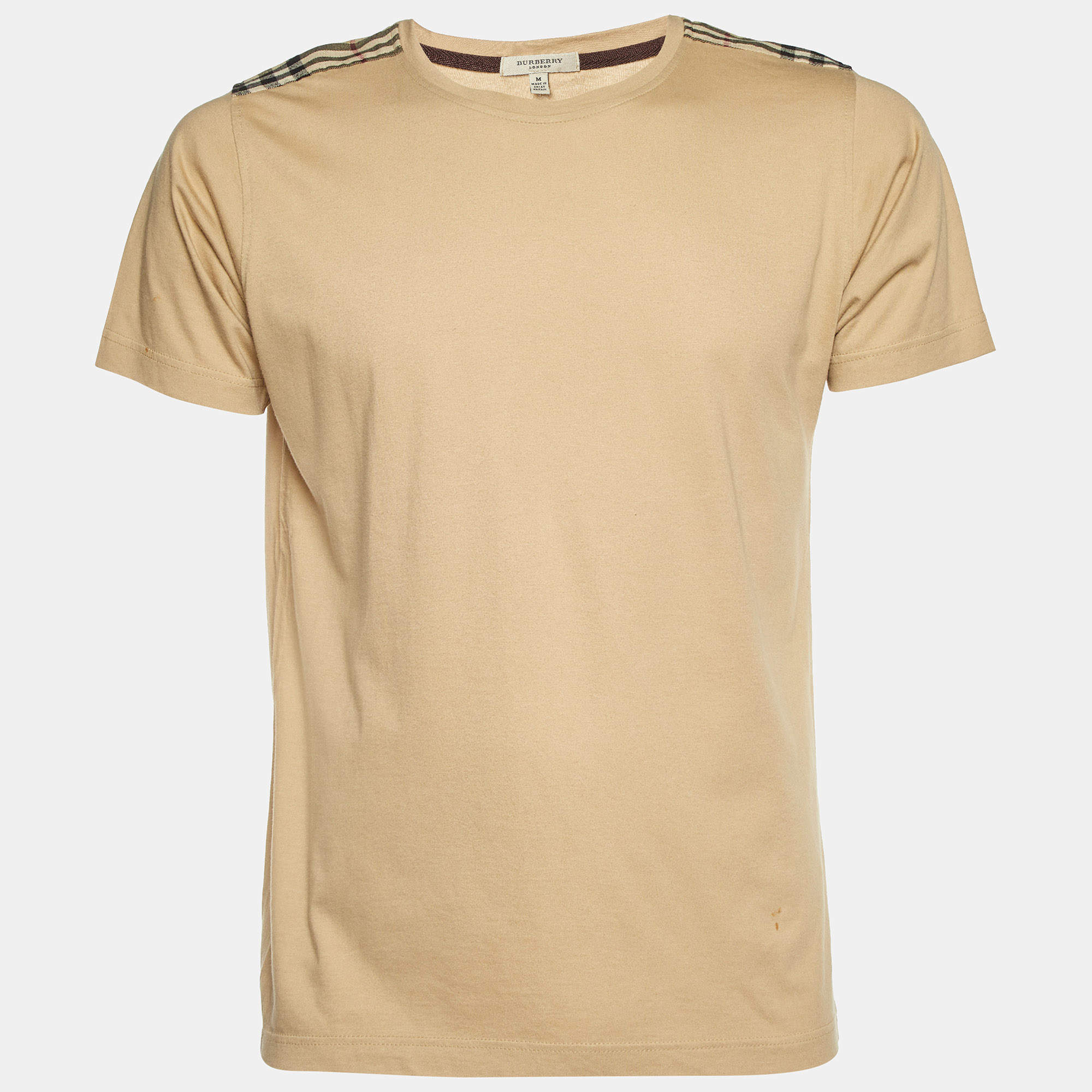Burberry Beige Novacheck Shoulder Patch Detail T-Shirt M