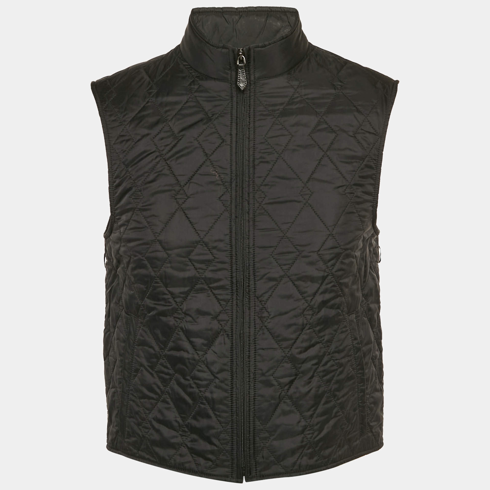 Pre Owned Burberry Black Synthetic Diamond Quilted Vest S