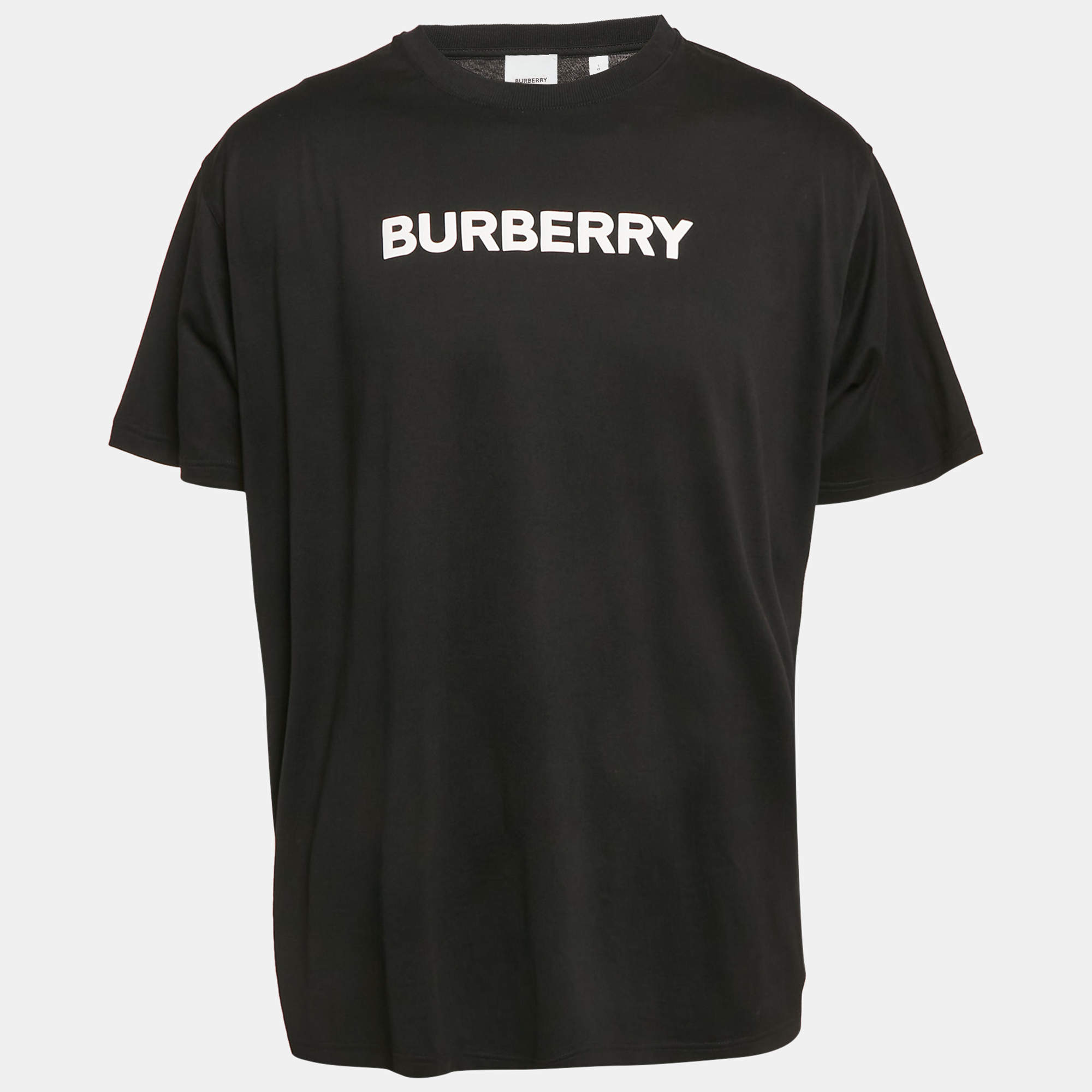 مملوكة مسبقًا Burberry Black Logo Print Jersey T-Shirt L