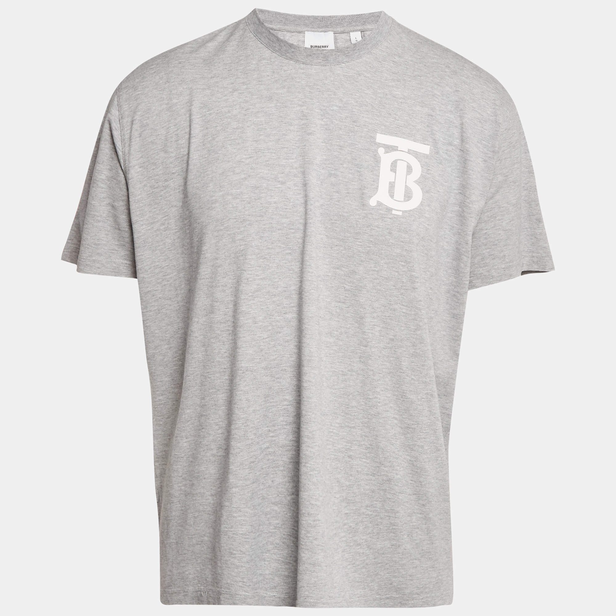Burberry Grey Logo Print Jersey T-Shirt L