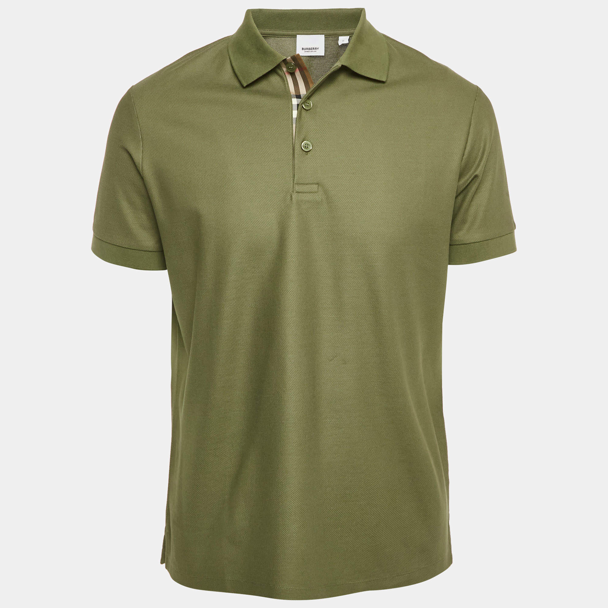 Burberry Green Pique Cotton Polo T-Shirt M