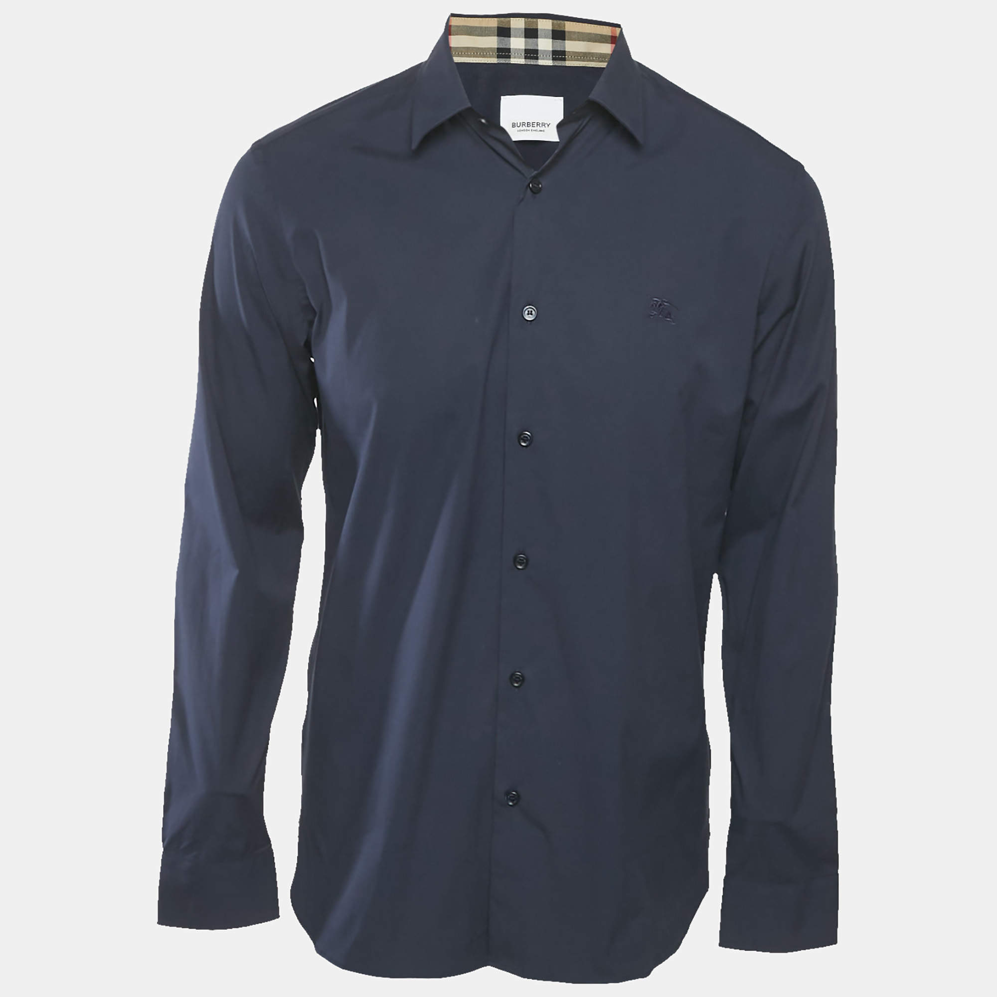 Burberry Navy Blue Cotton Button Front Shirt M