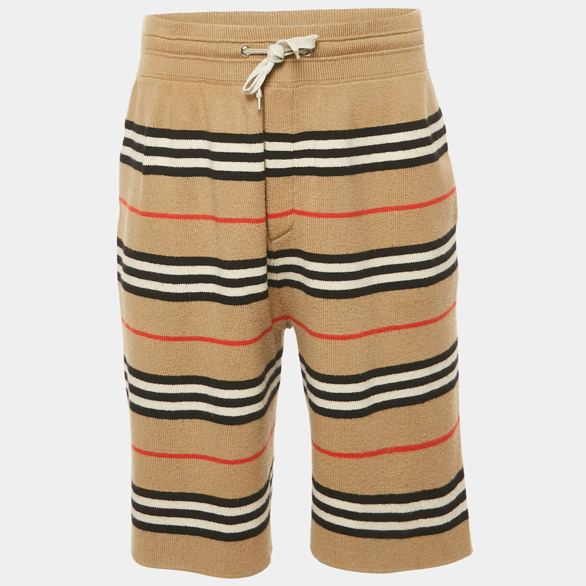 Pre Owned Burberry Beige Striped Wool Kenton Shorts S