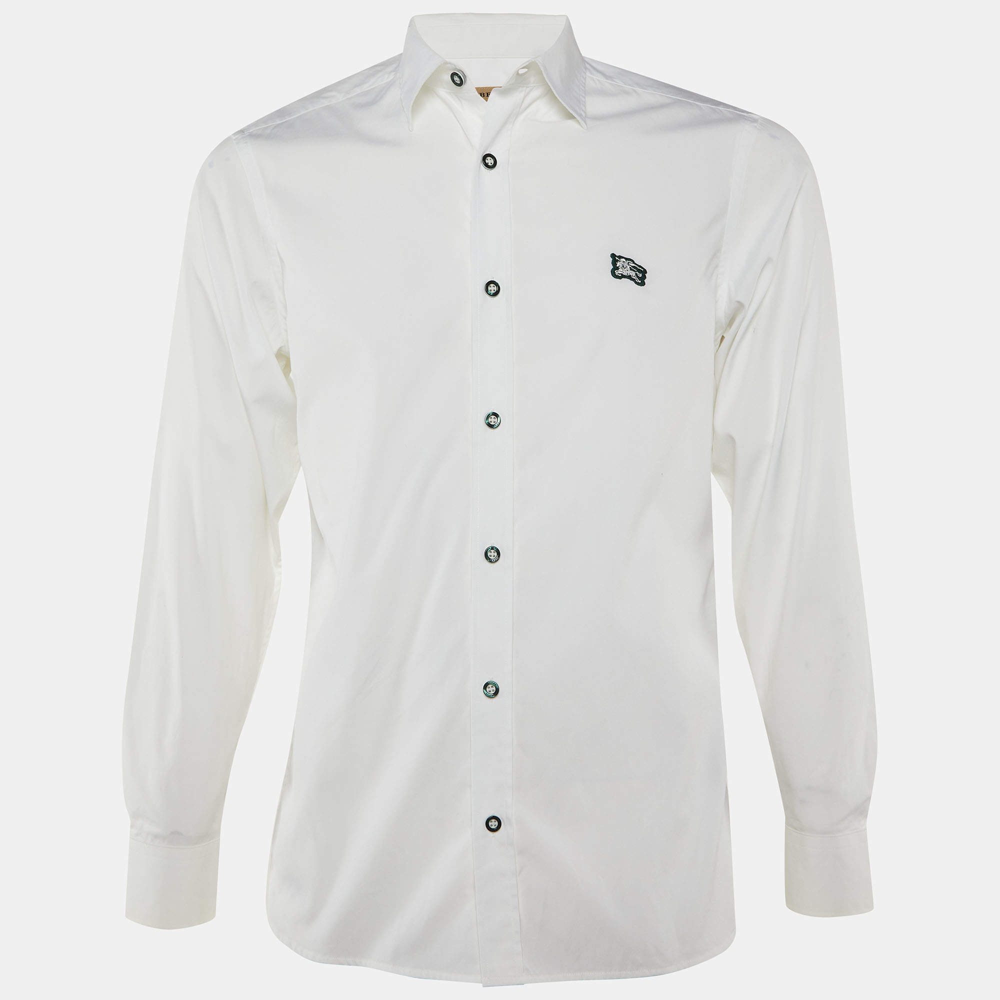 Pre Owned Burberry White Cotton Button Front Shirt S