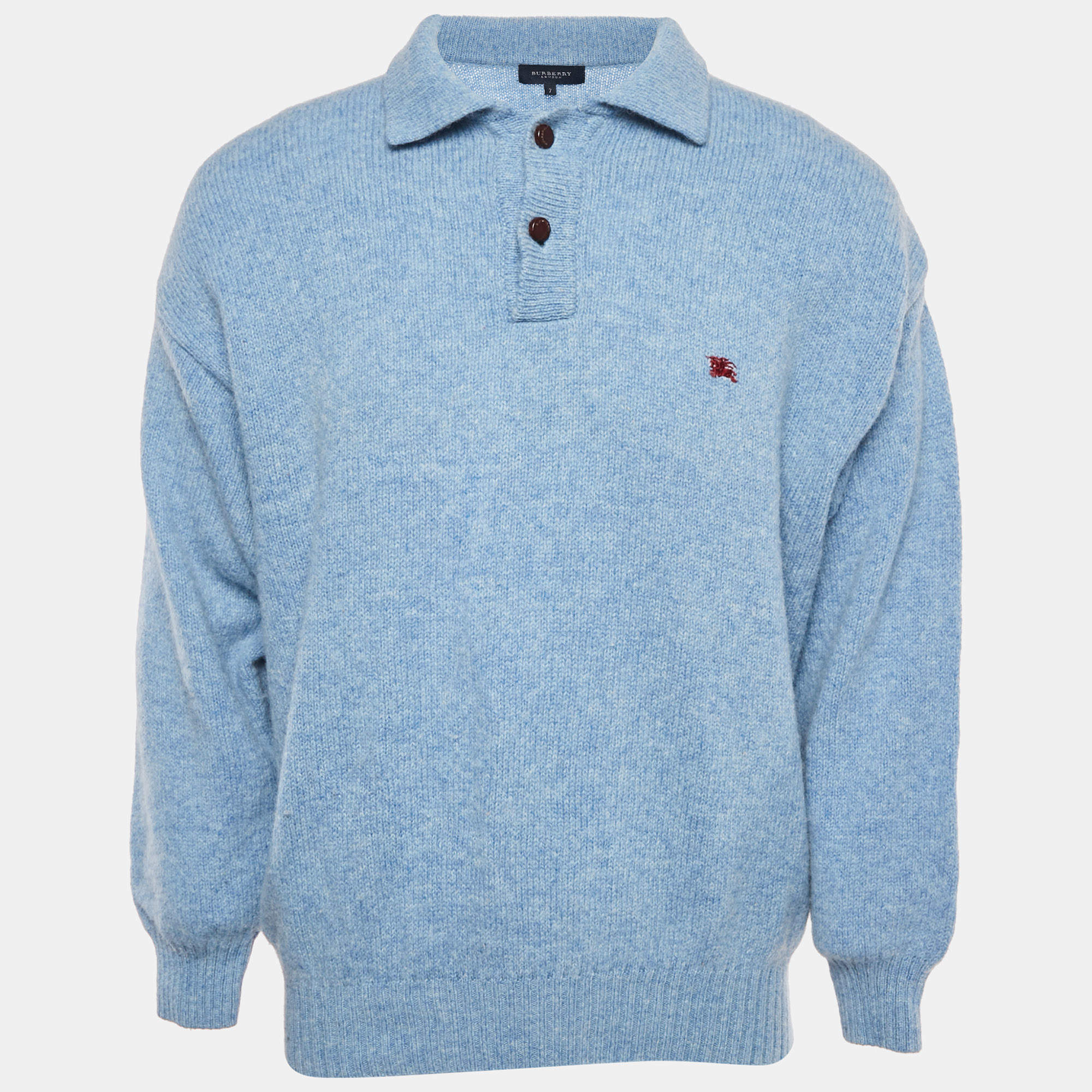 Pre Owned Burberry Light Blue Wool Sweater XL