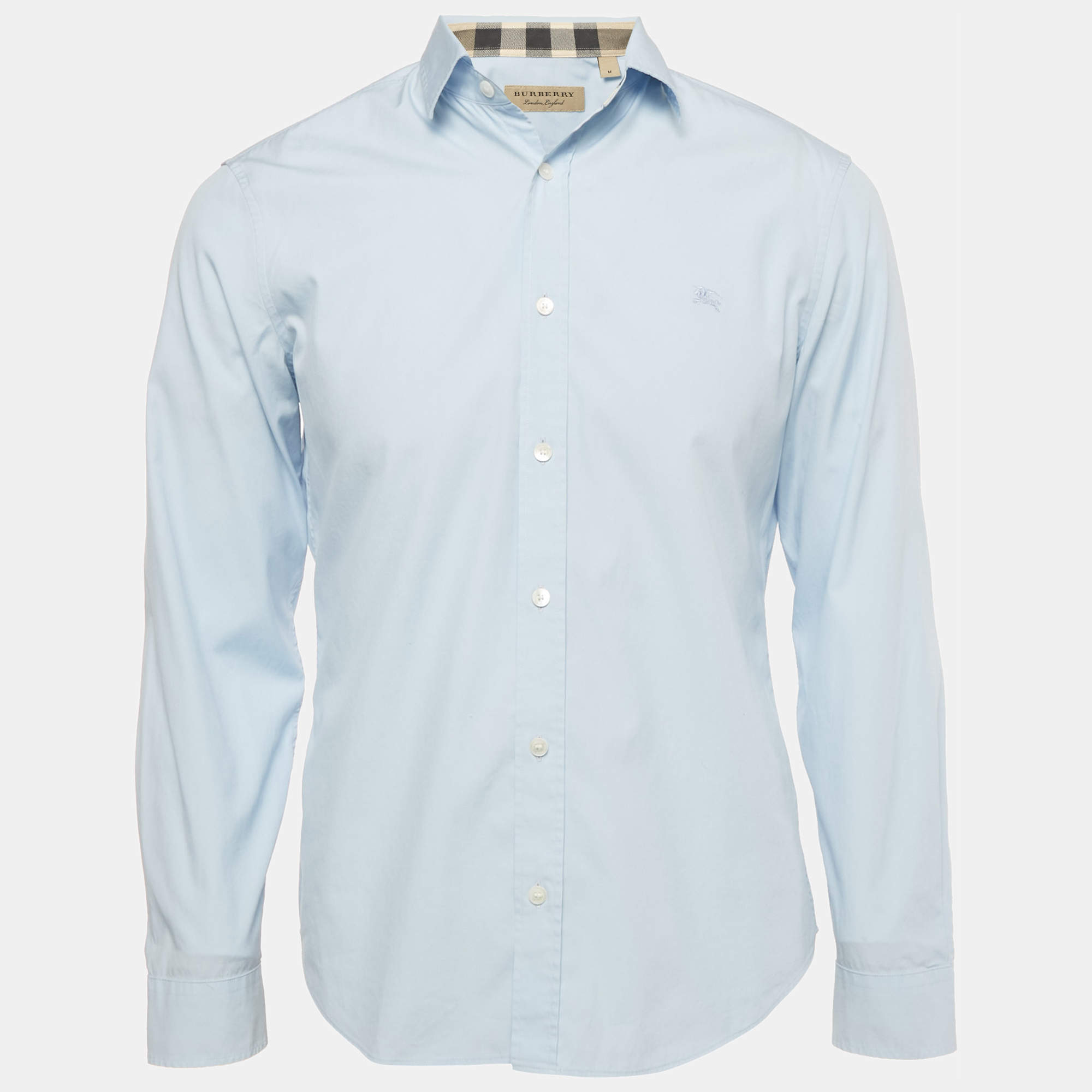 مملوكة مسبقًا Burberry Blue Cotton Button Front Shirt M