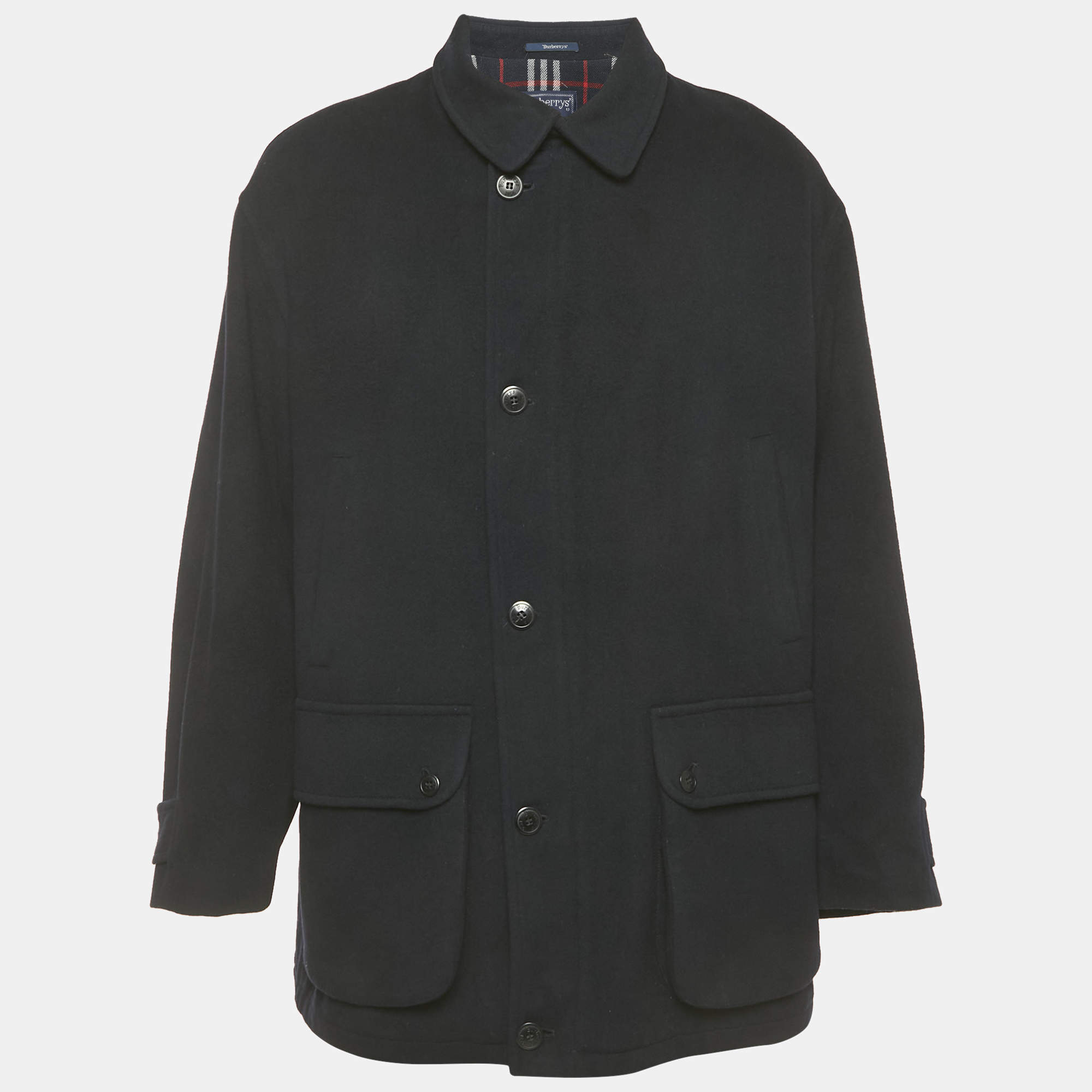Pre Owned Burberry Navy Blue Wool Short Coat M
