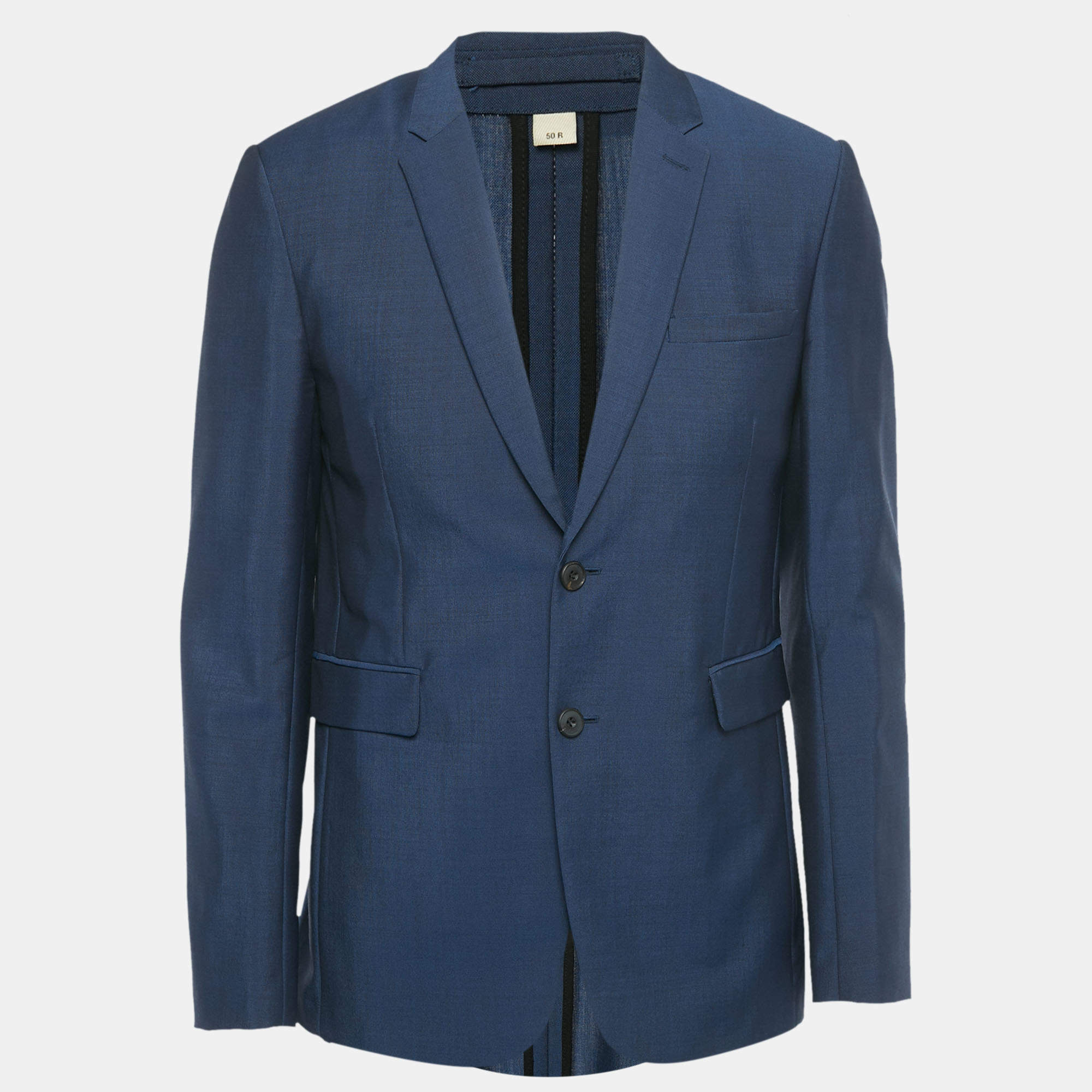 Pre Owned Burberry Blue Wool Regular Fit Blazer L