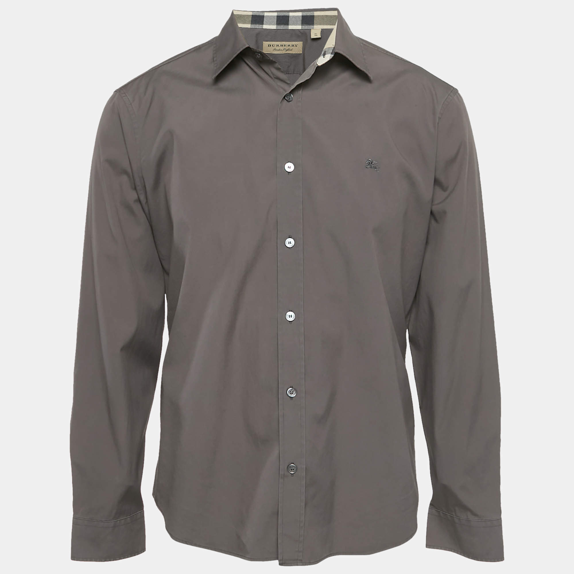 مملوكة مسبقًا Burberry Grey Cotton Long Sleeve Shirt XL