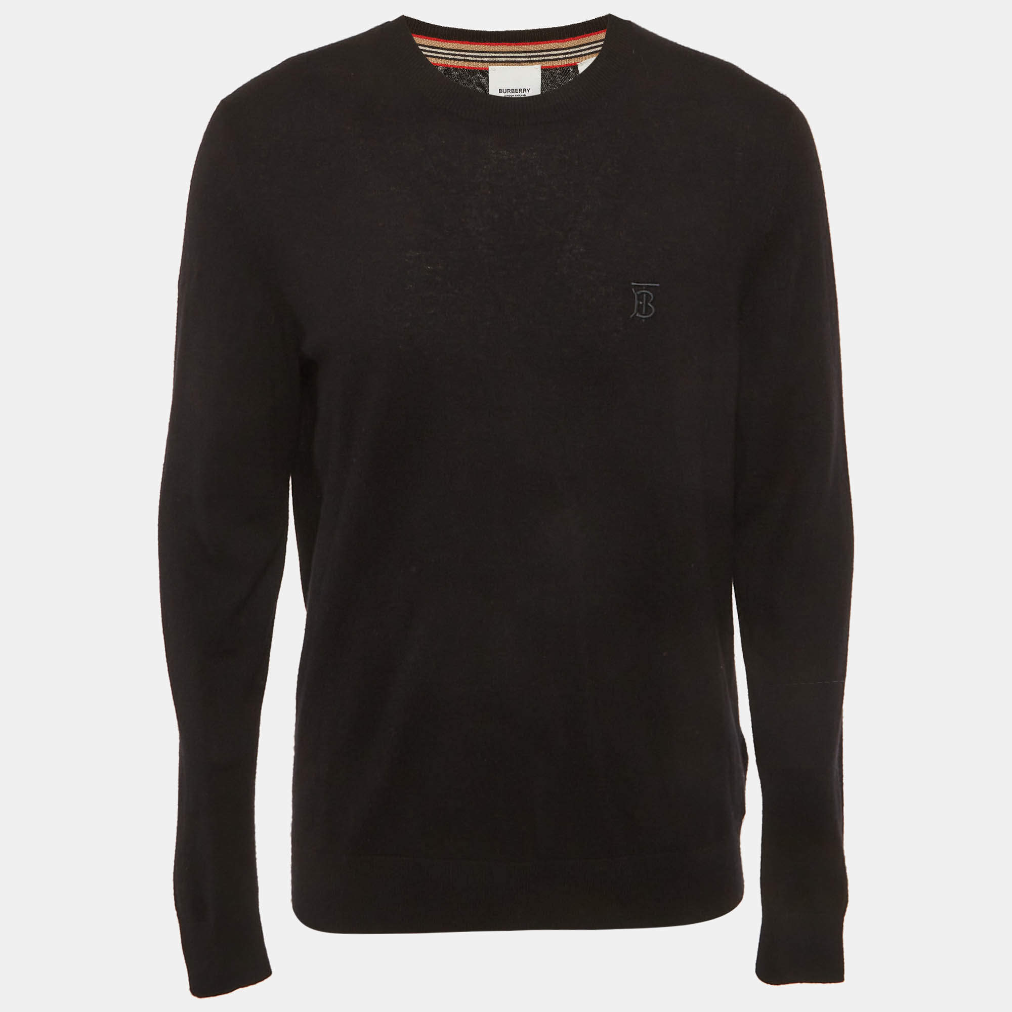 مملوكة مسبقًا Burberry Black Cashmere Knit Crewneck Sweater L