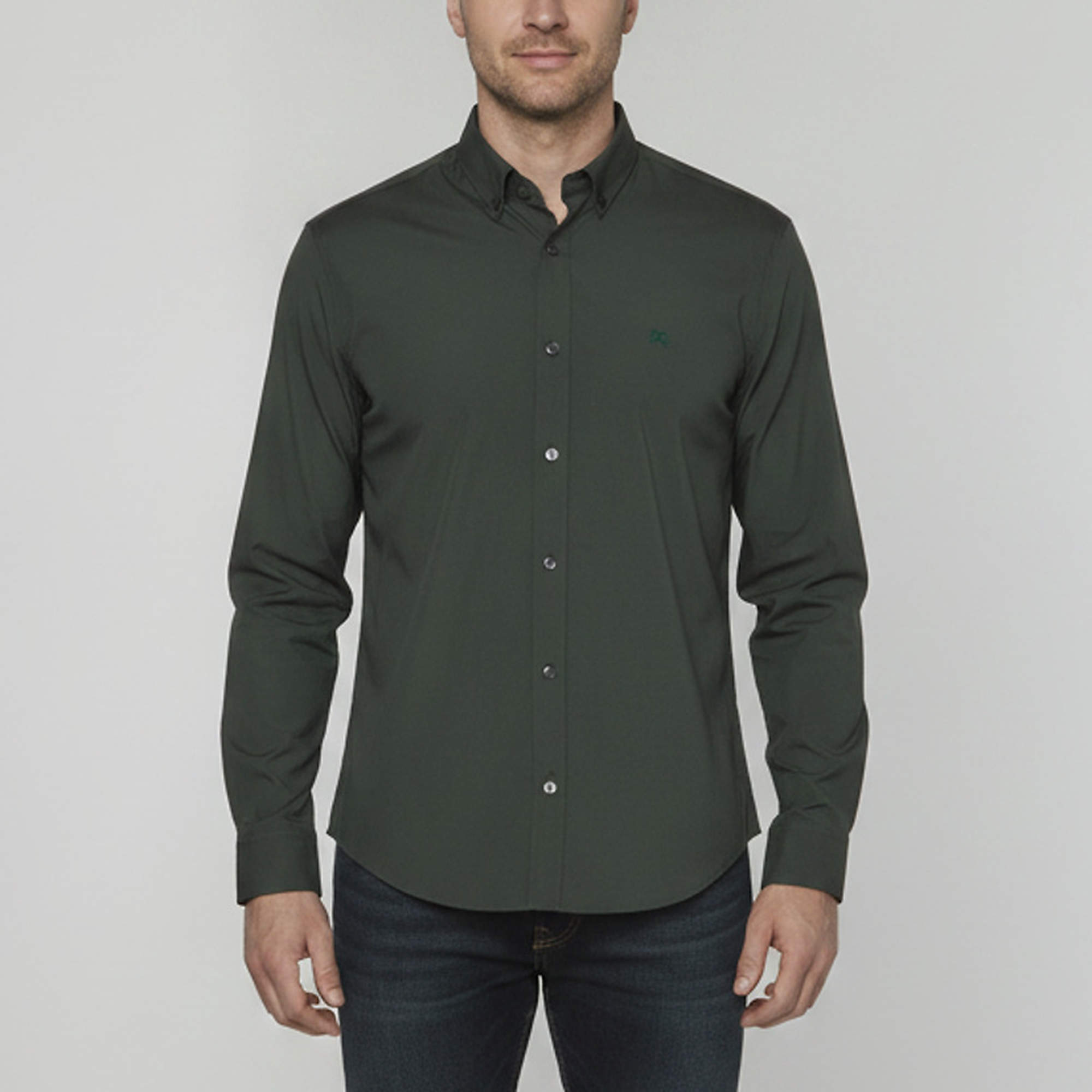 Pre Owned Burberry Green Logo Embroidered Poplin Button Down Shirt L