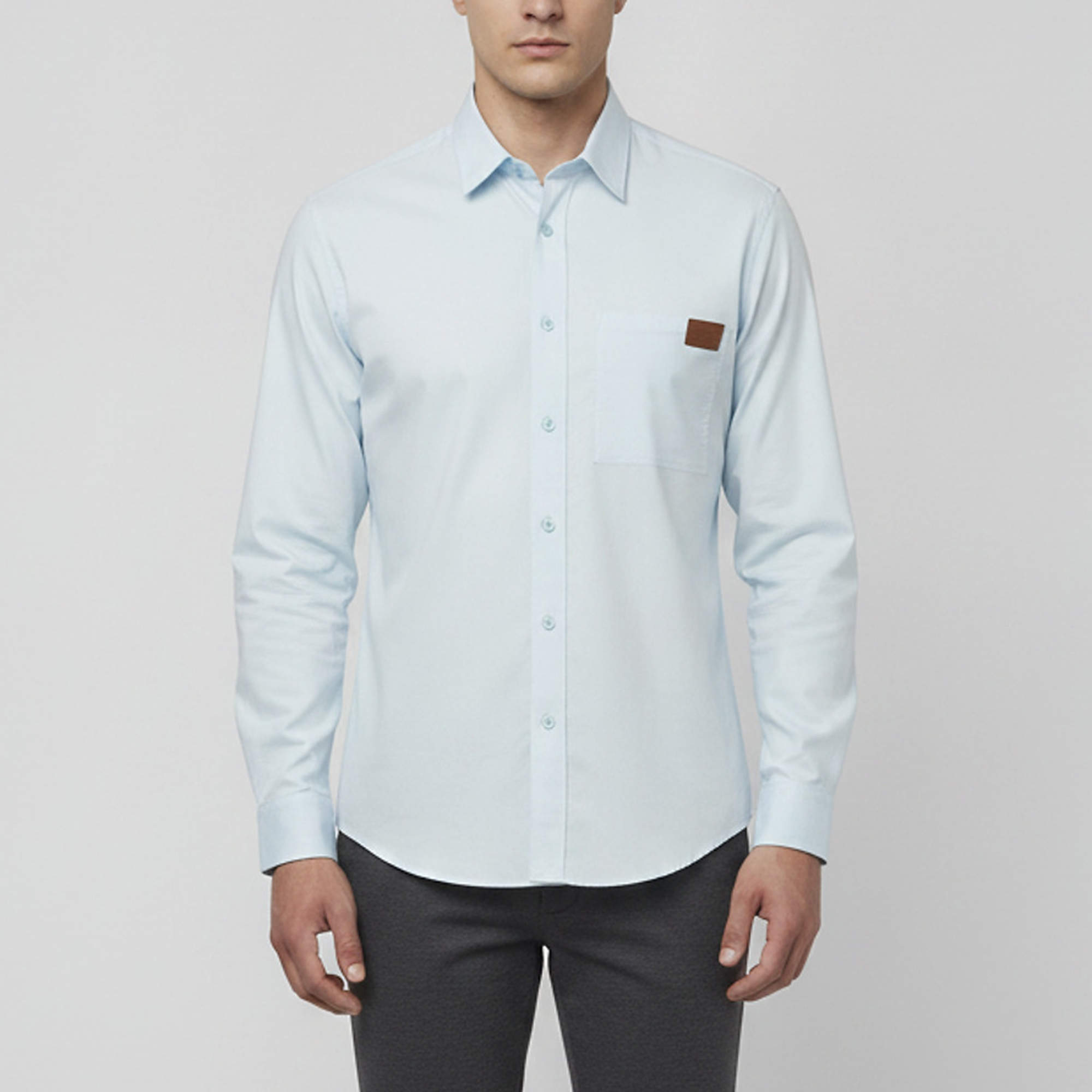 مملوكة مسبقًا Burberry Blue Logo Patch Cotton Button Down Shirt XXL