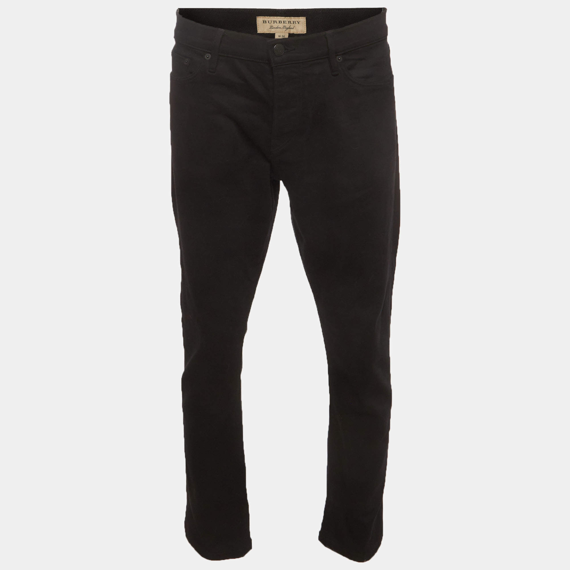 مملوكة مسبقًا Burberry Black Stretch Denim Straight Fit Jeans L/Waist 36"