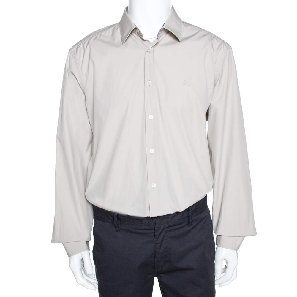 مملوكة مسبقًا قميص بربري بريت تفاصيل كاروهات نوفا قطن بيج فاتح XXXL