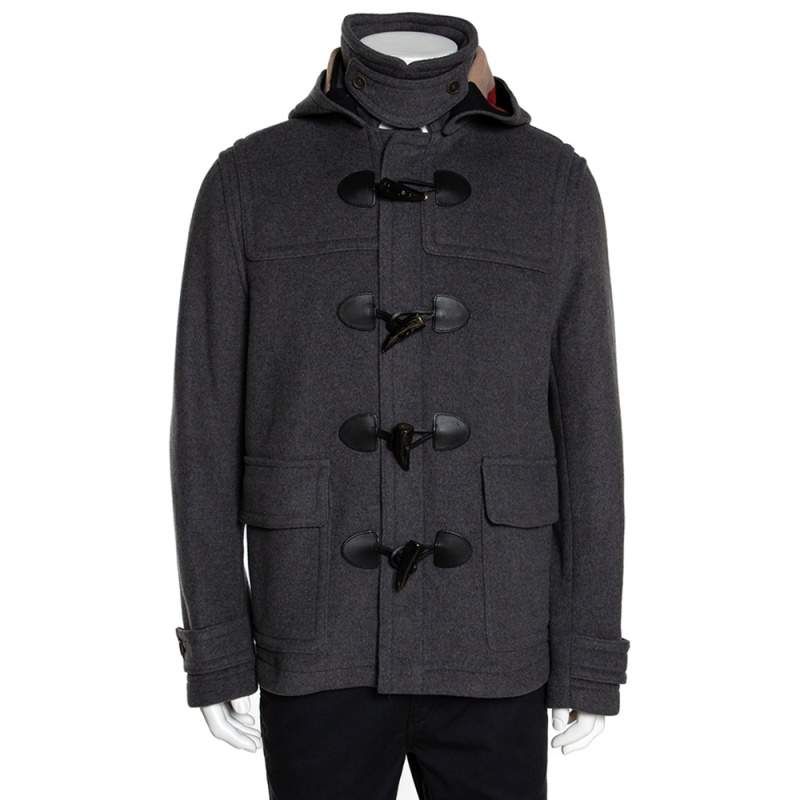 Burberry Brit Grey Wool Detachable Hood Duffle Coat L Burberry | The ...