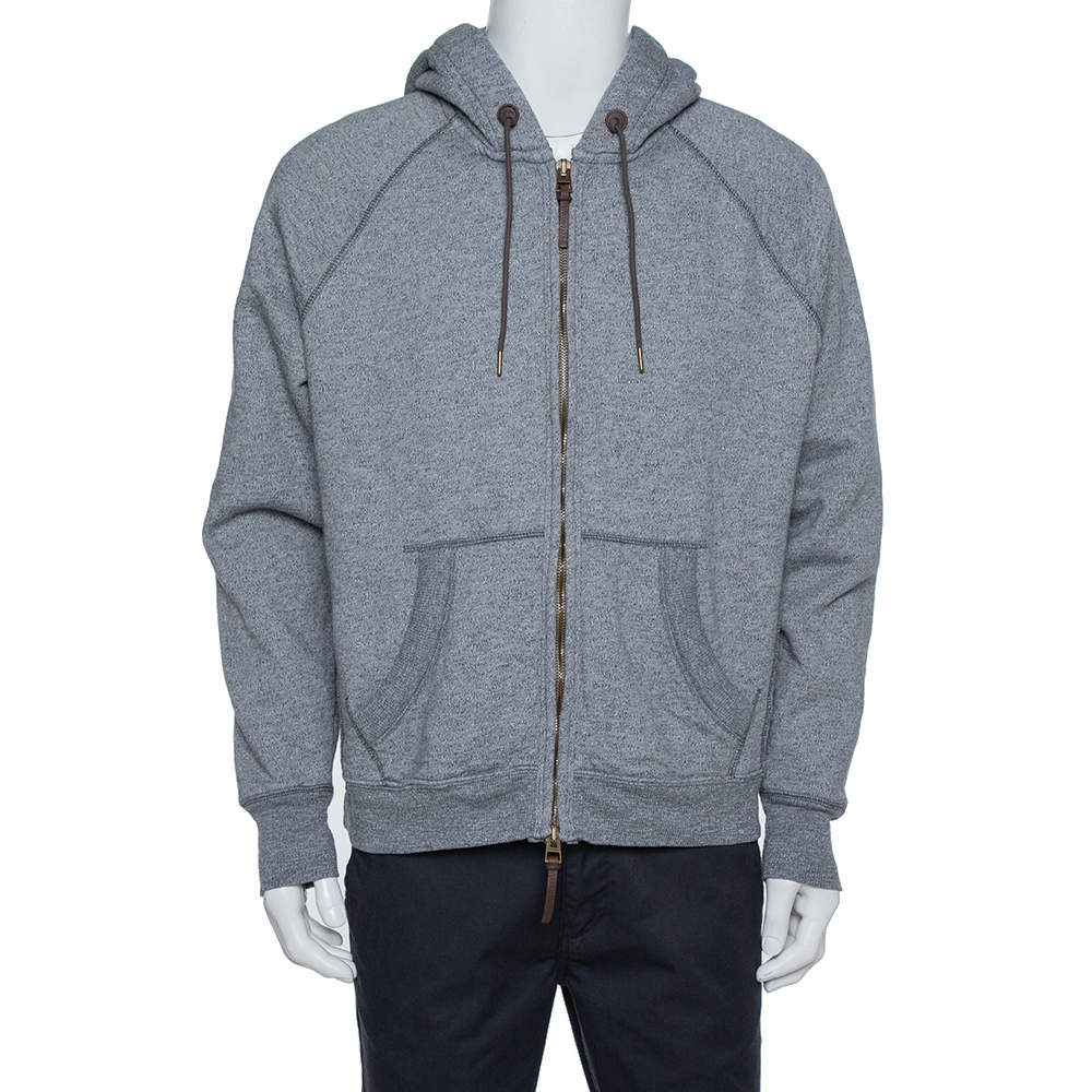 Pre Owned Burberry Grey Knit Elbow Patch Detail Hoodie XL