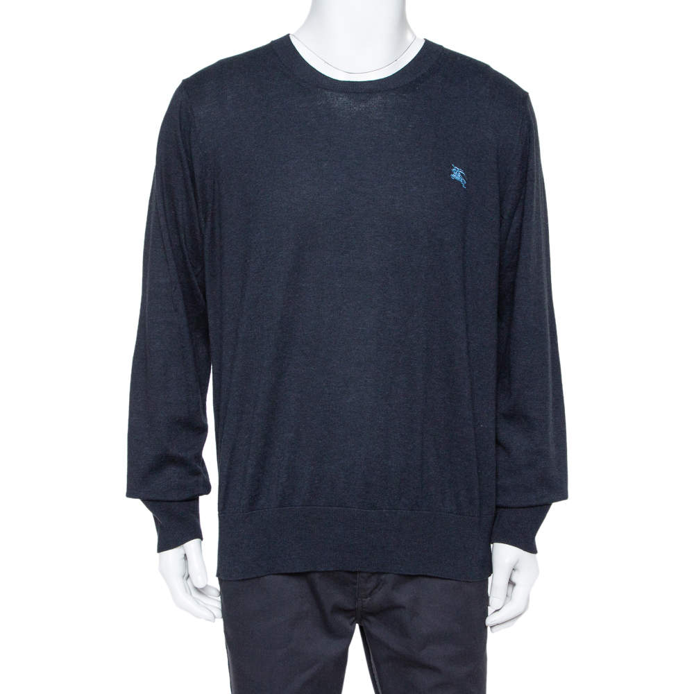 Pre Owned سويتشيرت بربري بريت رقبة مستديرة قطن كحلي XXL