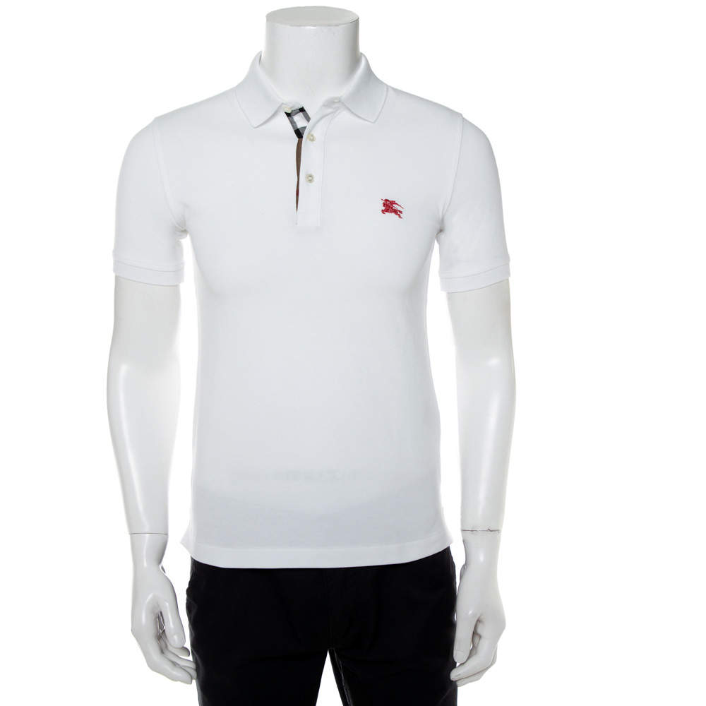 Pre Owned Burberry Brit White Embroidered Cotton Pique Polo T-Shirt XS
