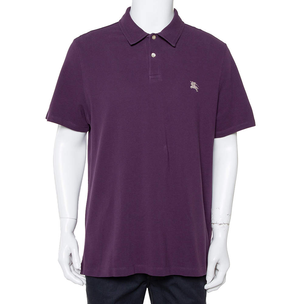 Pre Owned Burberry Brit Purple Cotton Pique Polo T-Shirt XXL