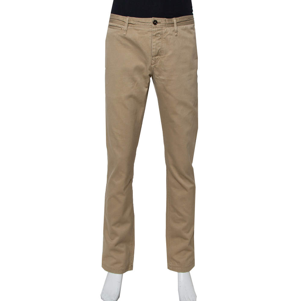 Pre Owned بنطلون بربري بريت مفصل ساق مستقيمة قطن بيج مقاس كبير جداً