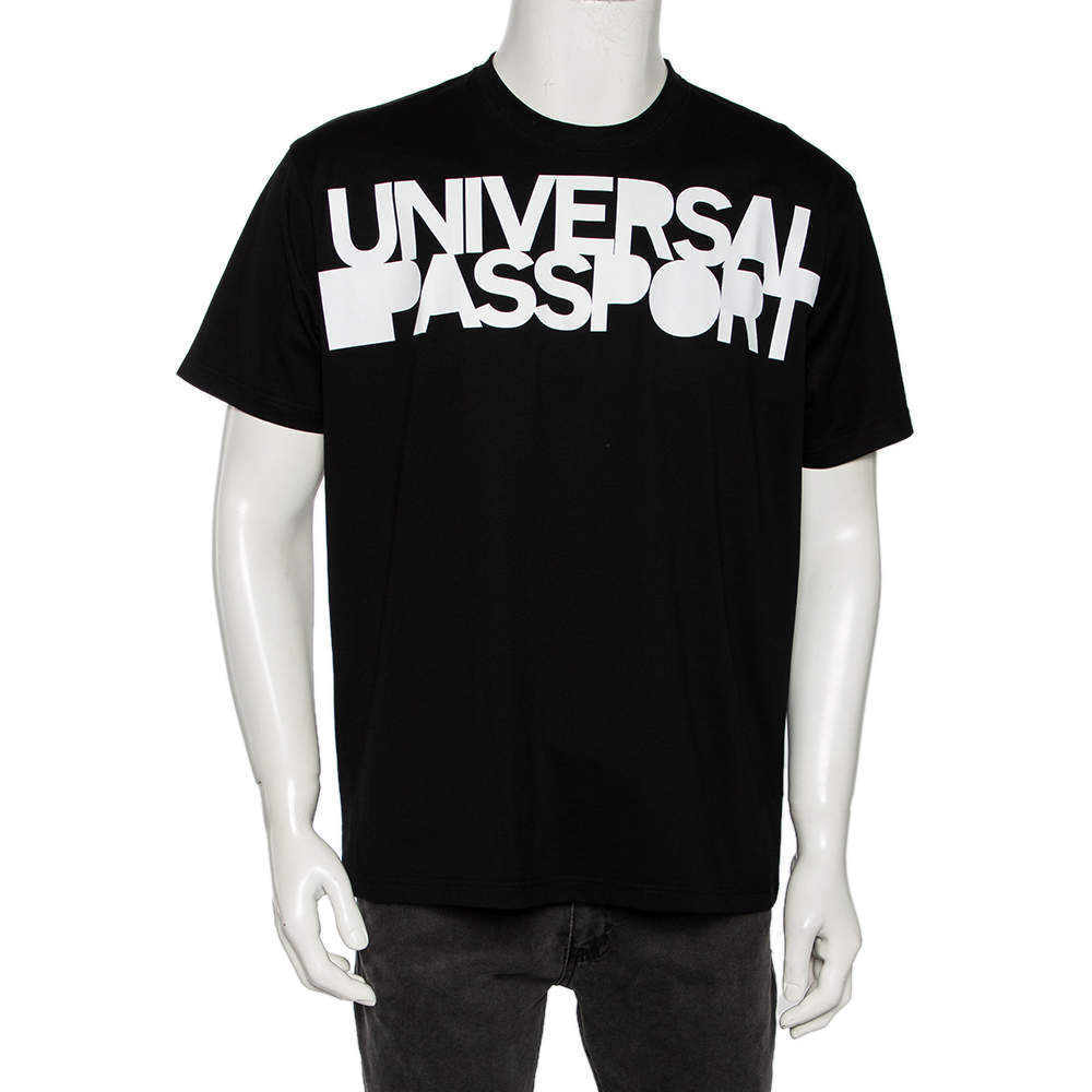 Pre Owned تي شيرت بربري قطن مطبوع أسود أكمام قصيرة مقاس صغير (سمول)