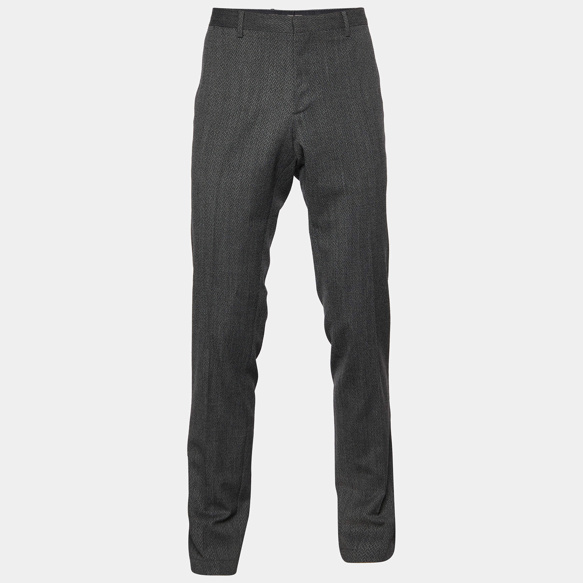 Burberry Grey Textured Wool Tailored Pants XL