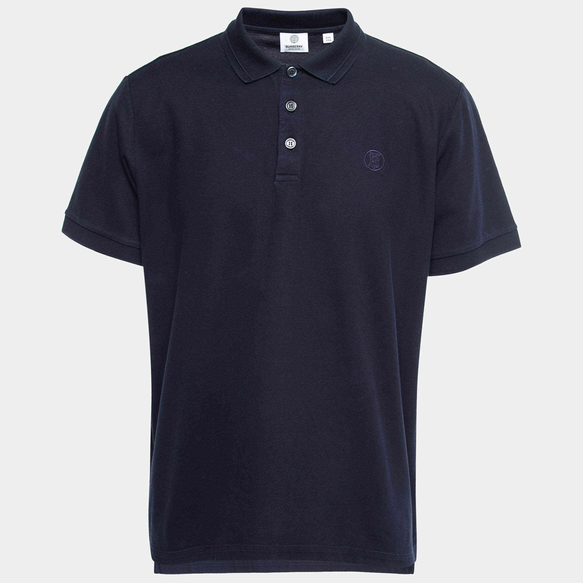 Burberry Navy Blue Cotton Pique Short Sleeve Polo T Shirt XXL