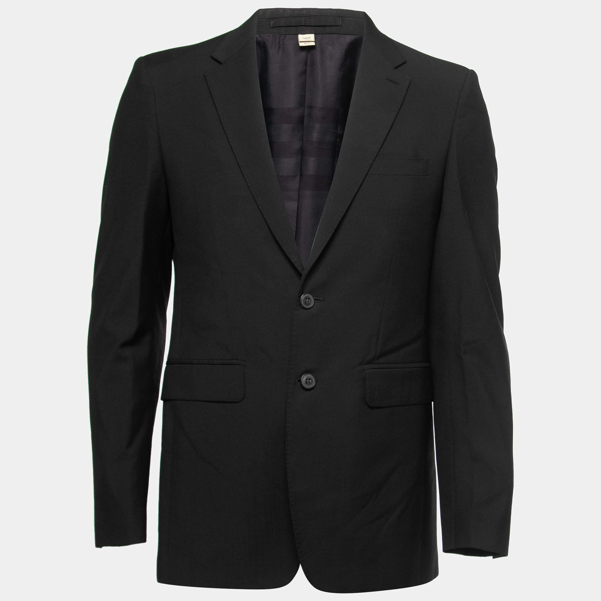 Pre Owned Burberry Black Wool Single-Breasted Blazer M