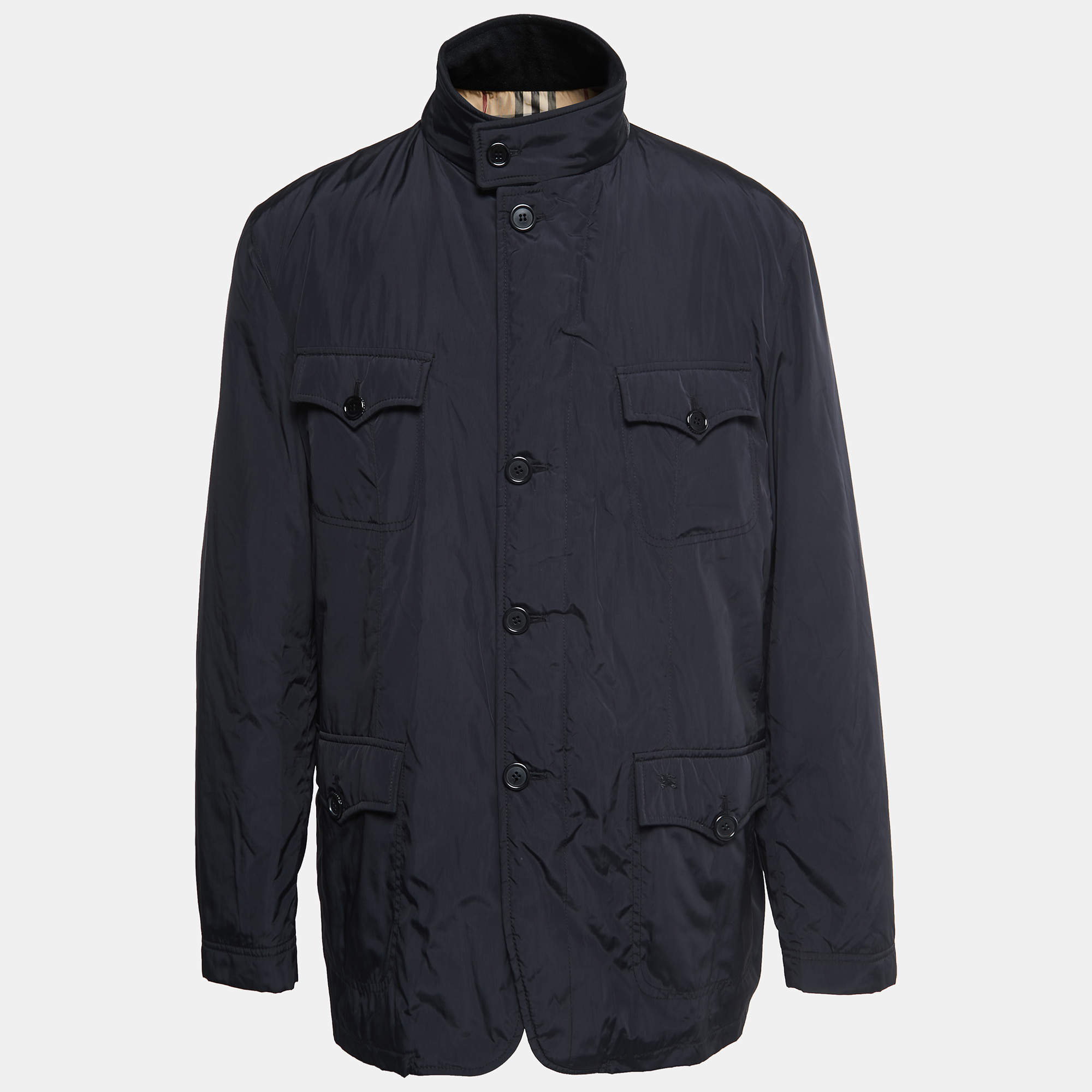 Burberry Vintage Black Synthetic Zip-Up Jacket 3XL