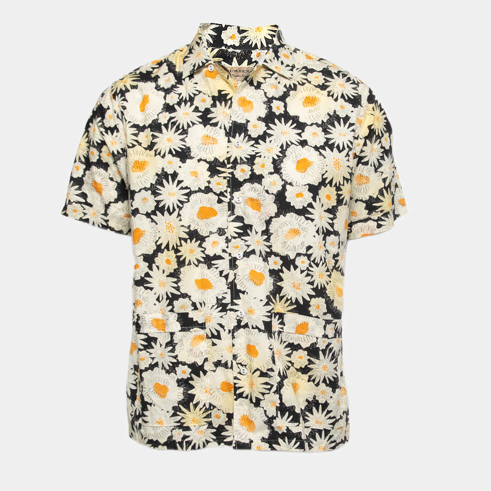Burberry Multicolor Floral Print Cotton Button Front Shirt L