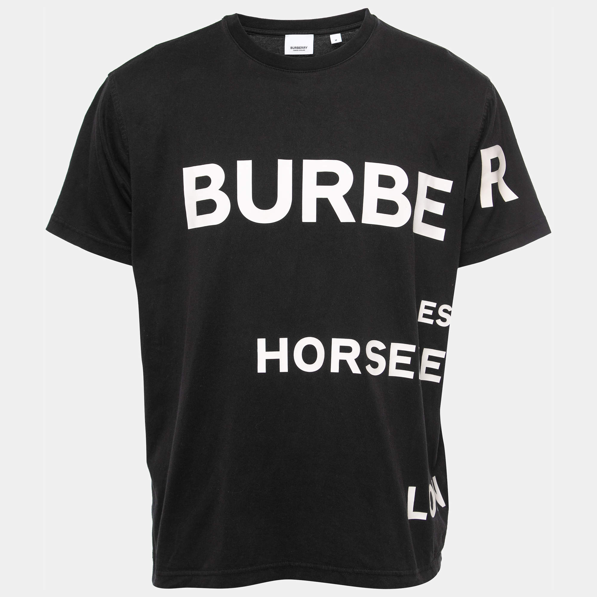 Burberry Black Logo Printed Crew Neck T Shirt M Burberry | TLC