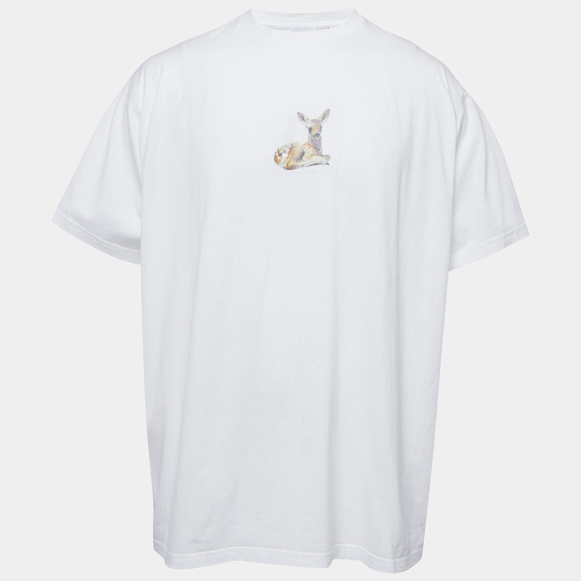 Burberry White Bambi Print Cotton Crew Neck T-Shirt XXL Burberry | TLC