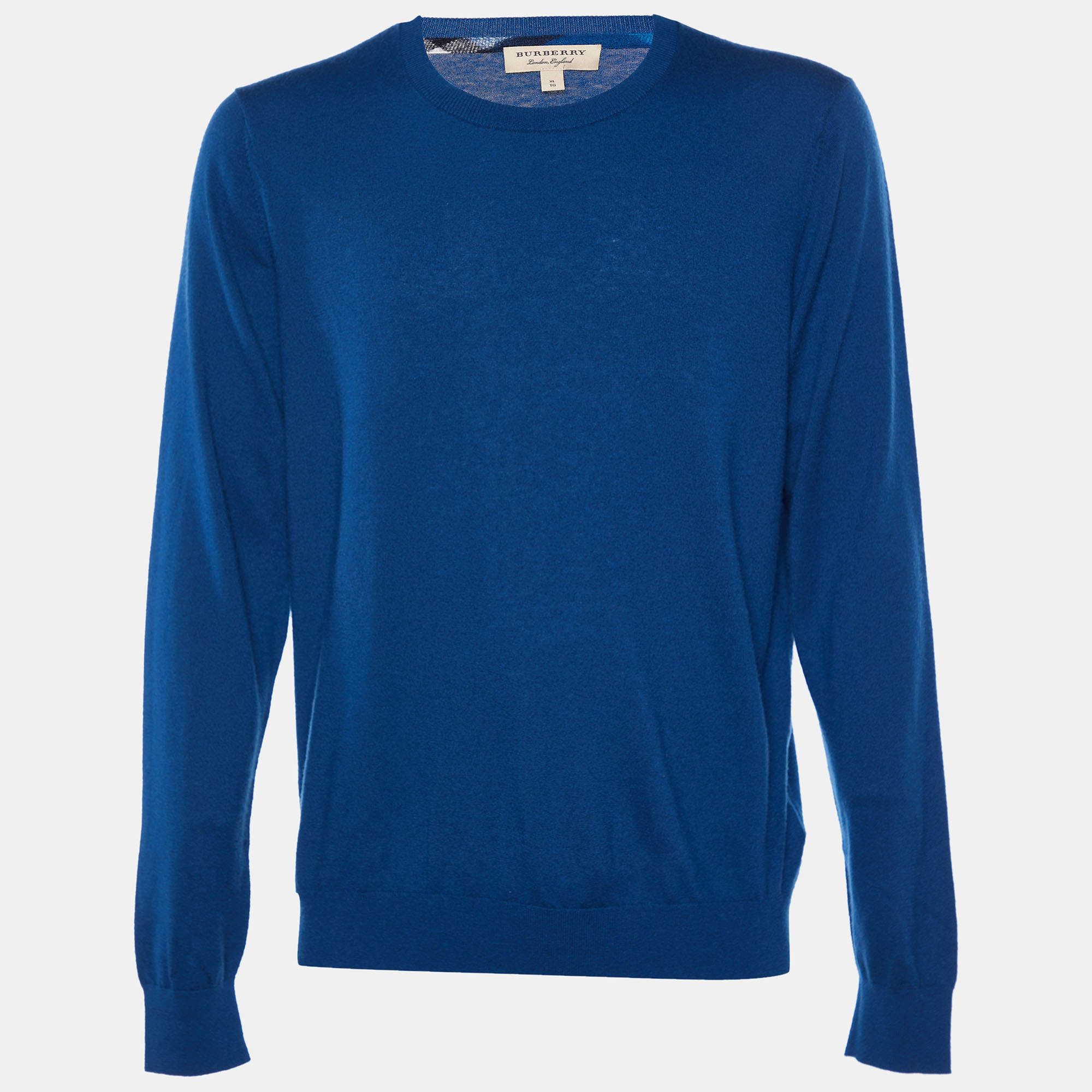 Burberry Navy Blue Cashmere Crewneck Jumper XL