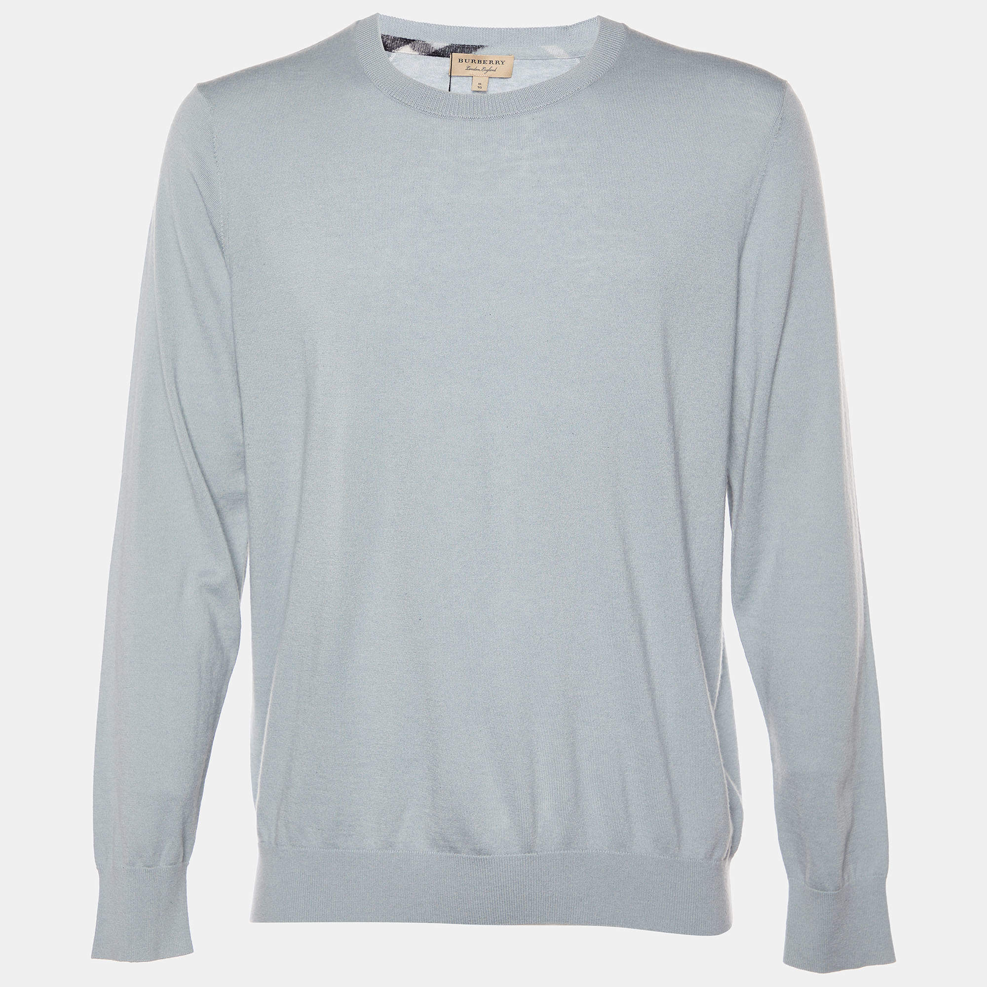 Pre Owned Burberry Grey Cashmere Crewneck Jumper XL