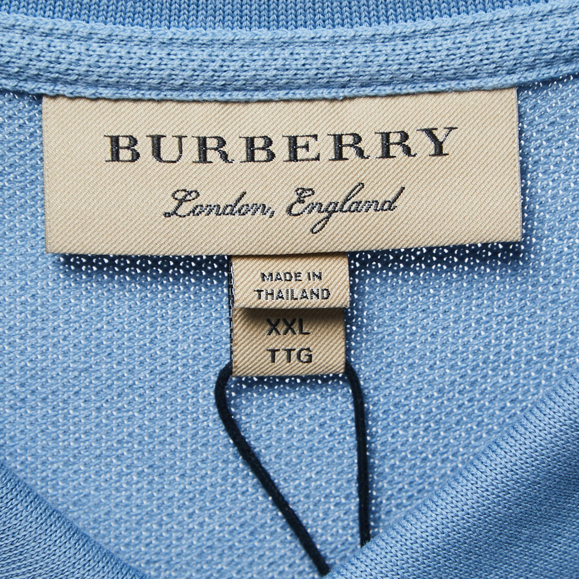 Burberry Blue Cotton Pique Short Sleeve Polo T-Shirt XXL Burberry