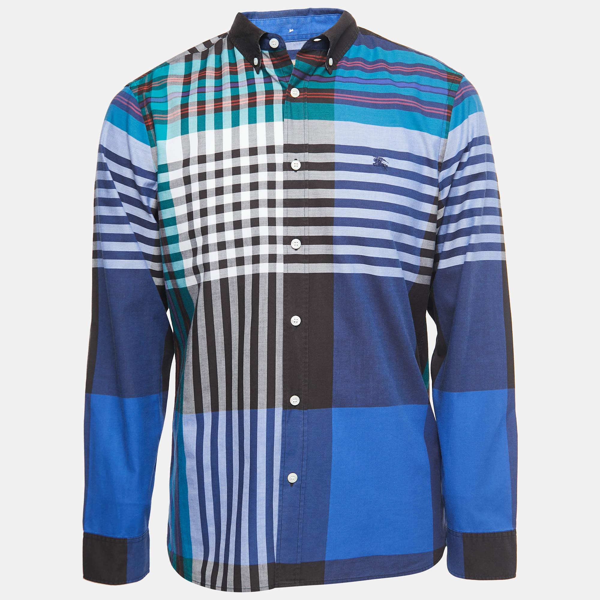 Burberry Multicolor Checkered Cotton Full Sleeve Shirt L