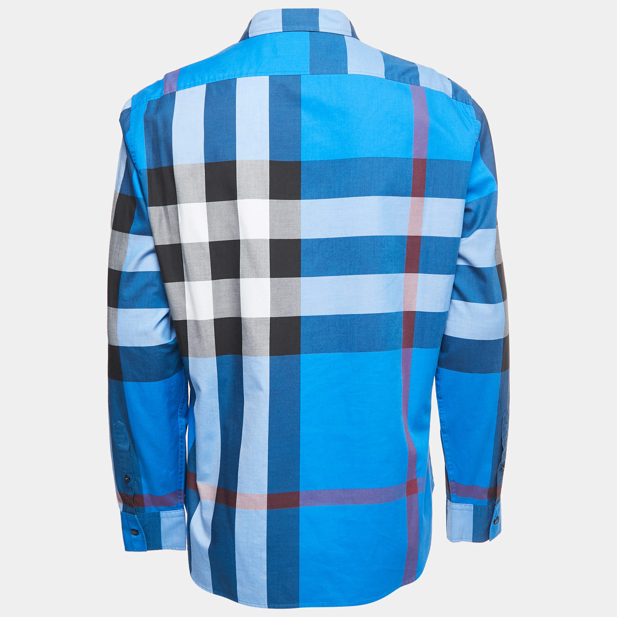 Blue Checkered Cotton Full Sleeve Shirt L Burberry | TLC