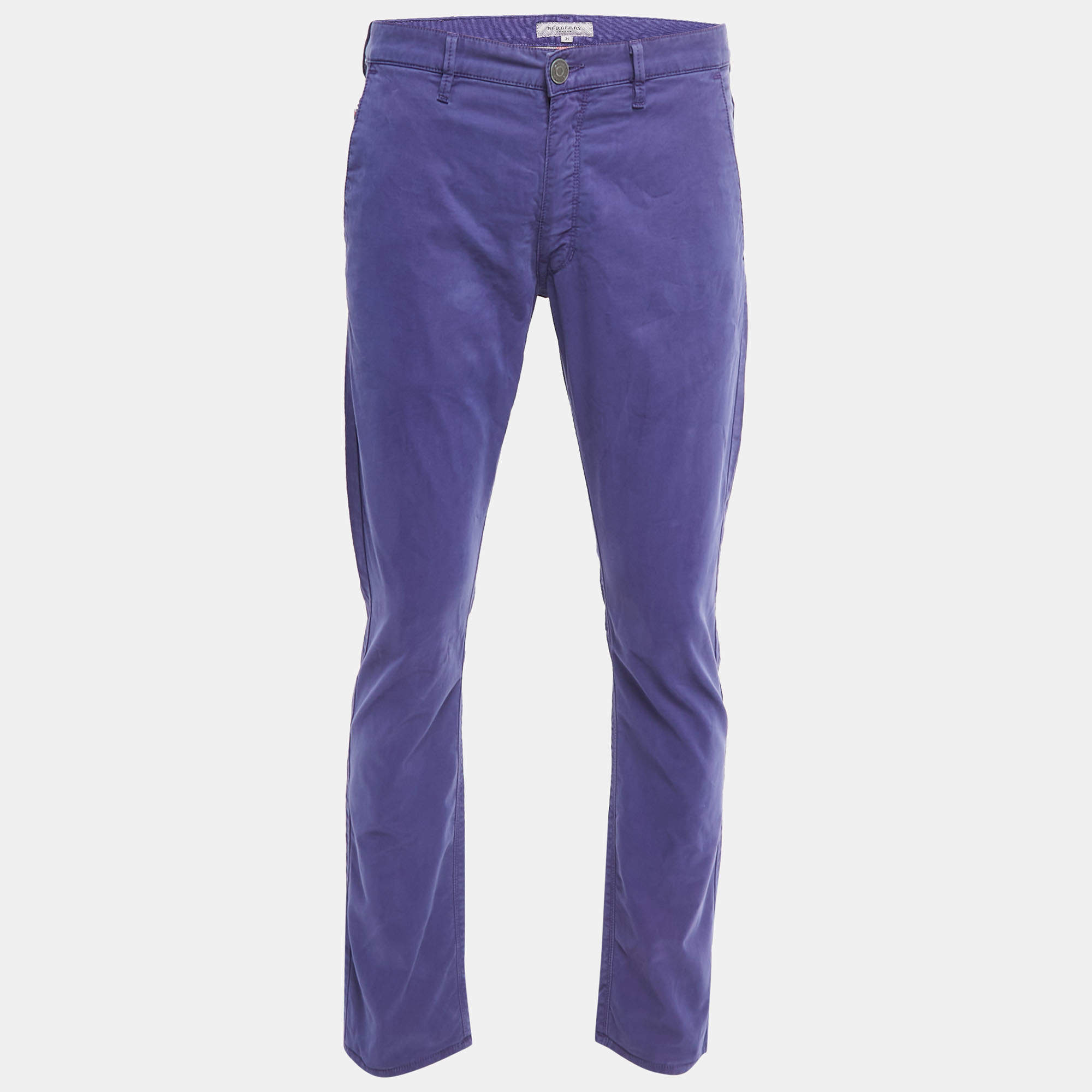 Burberry Purple Cotton Regular Fit Trousers L