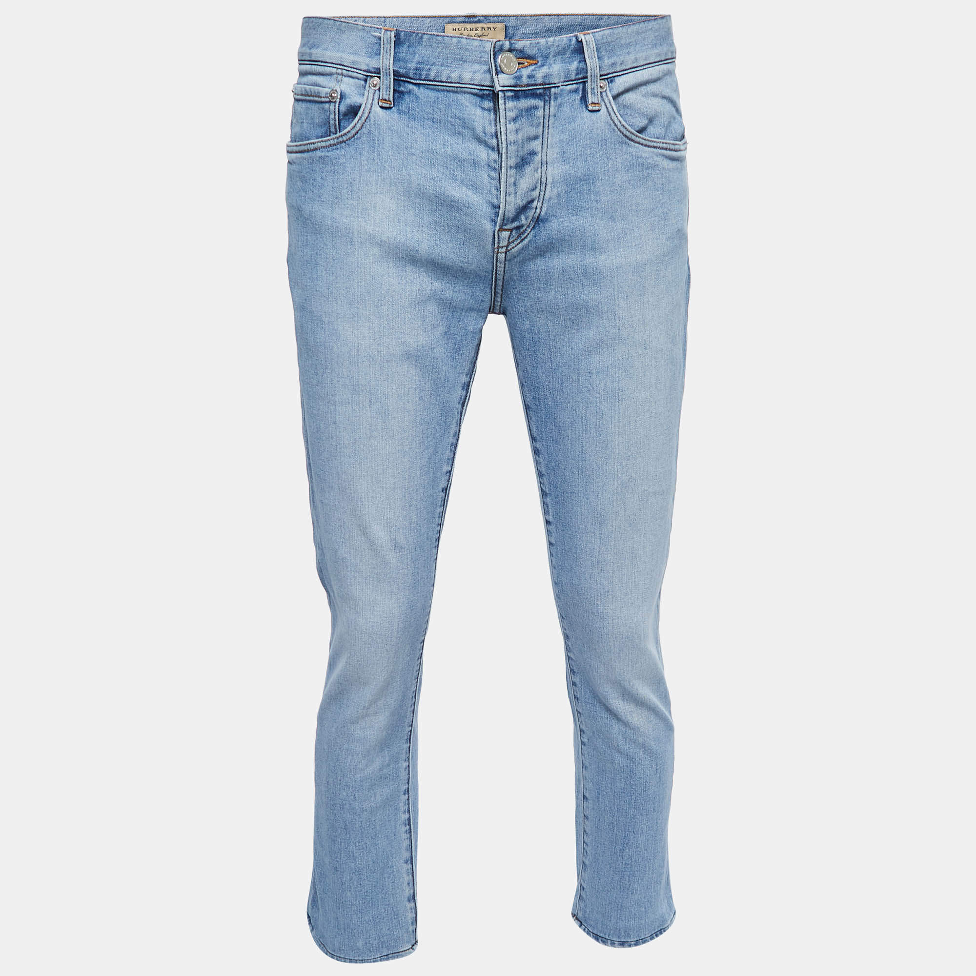 Pre Owned Burberry Blue Denim Straight Fit Jeans M/Waist 35"