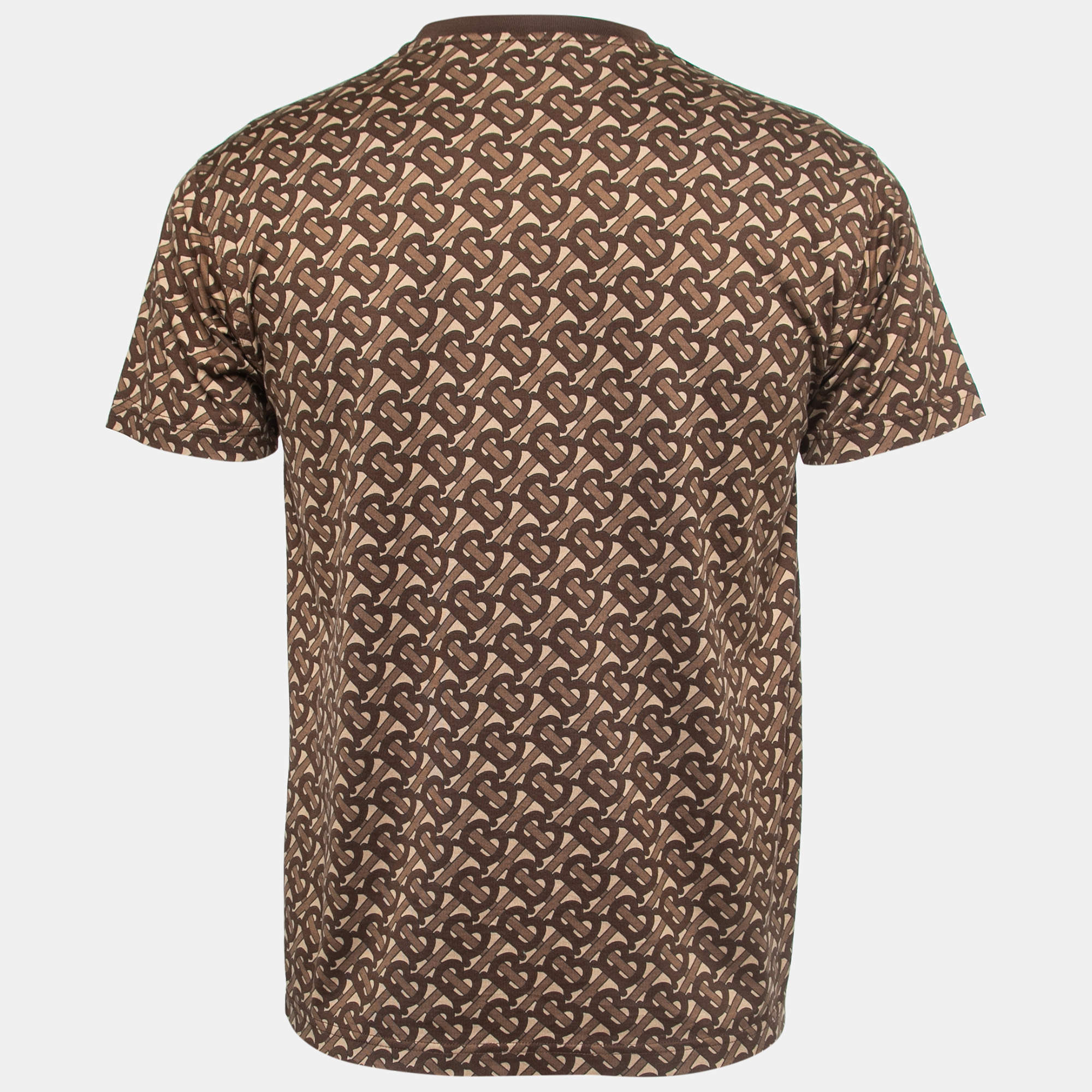 Burberry Brown TB Monogram Striped Cotton Crew Neck T-Shirt XS