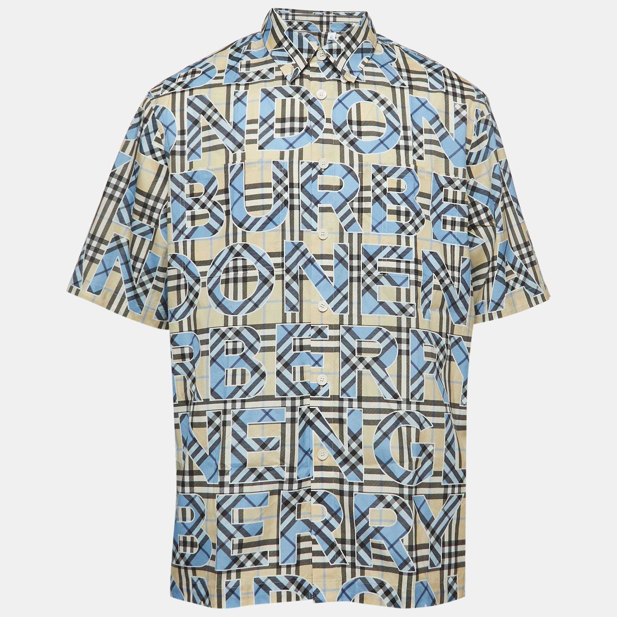 Burberry Blue Takeley Check Print Cotton Button Down Shirt XL