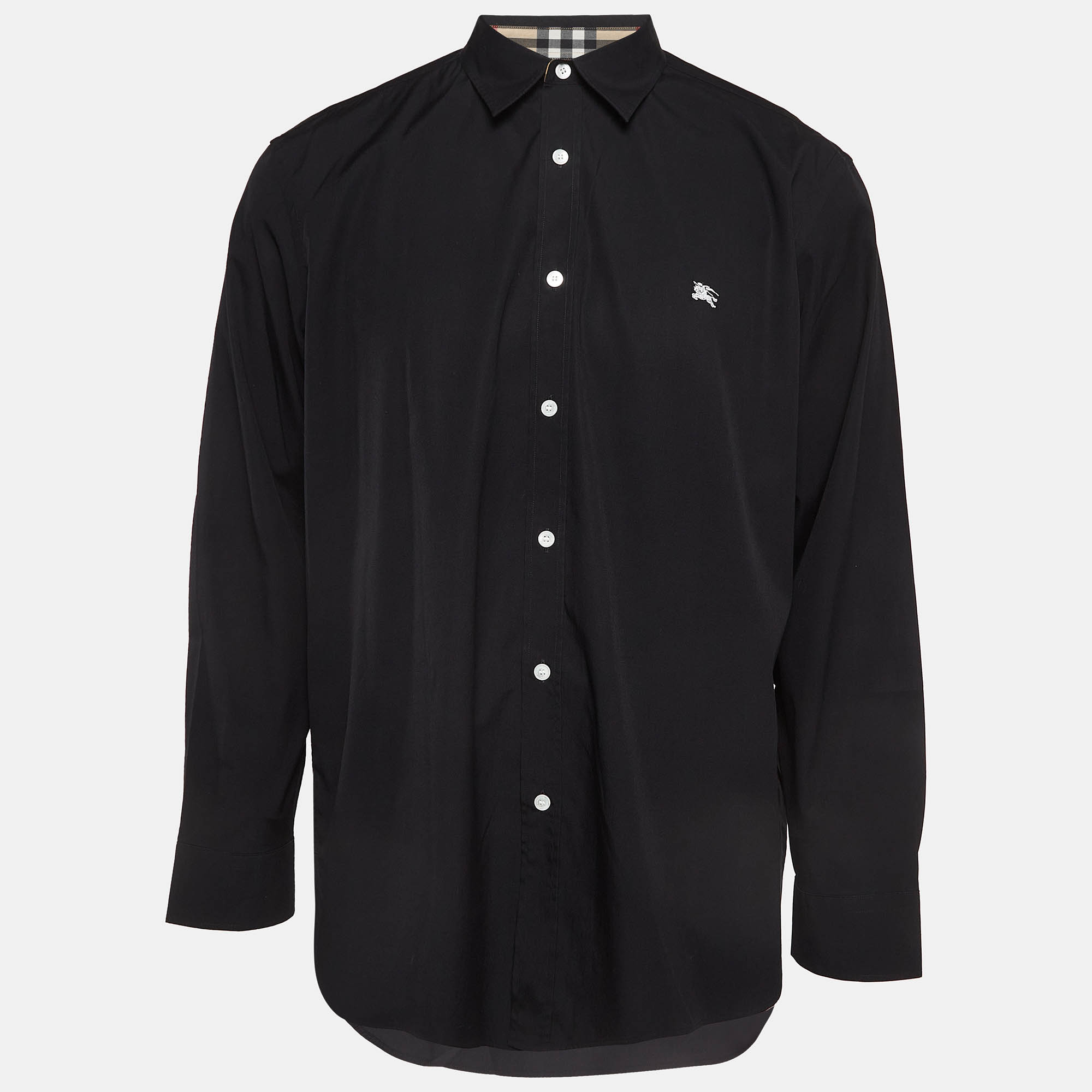 Pre Owned Burberry Black Cotton Long Sleeve Shirt XXL