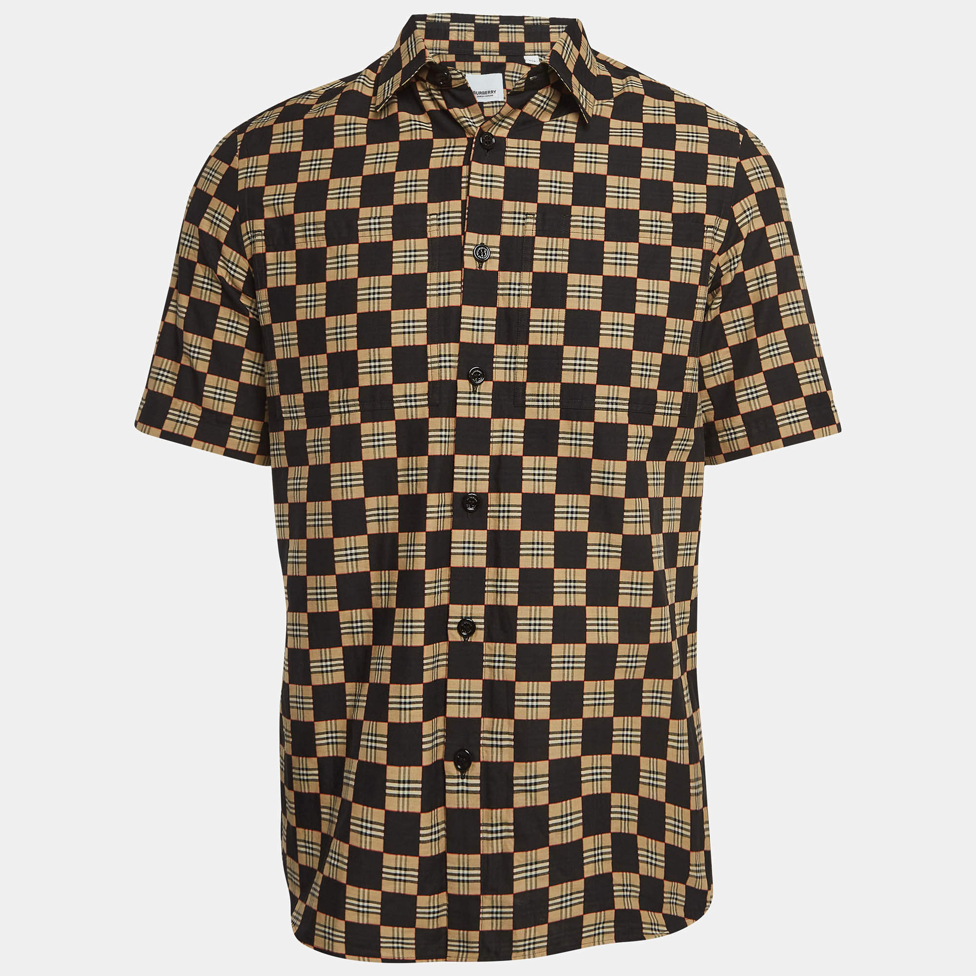 Burberry Black/Brown Checked Cotton Shirt XXS