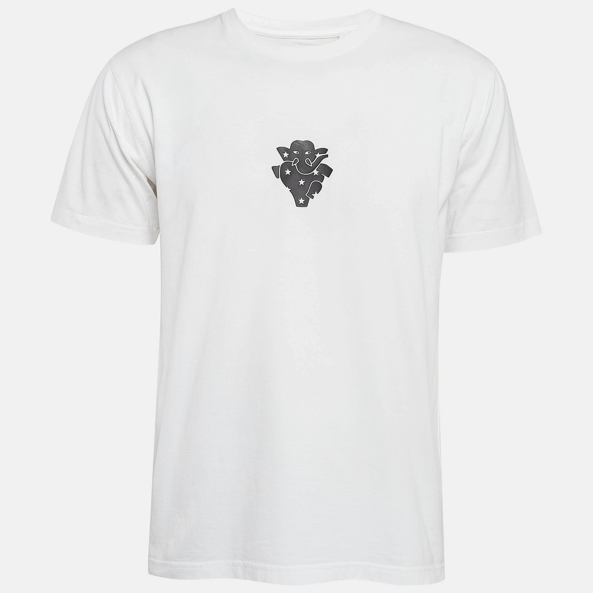 Burberry White Elephant Print Cotton Jersey T- Shirt XXS