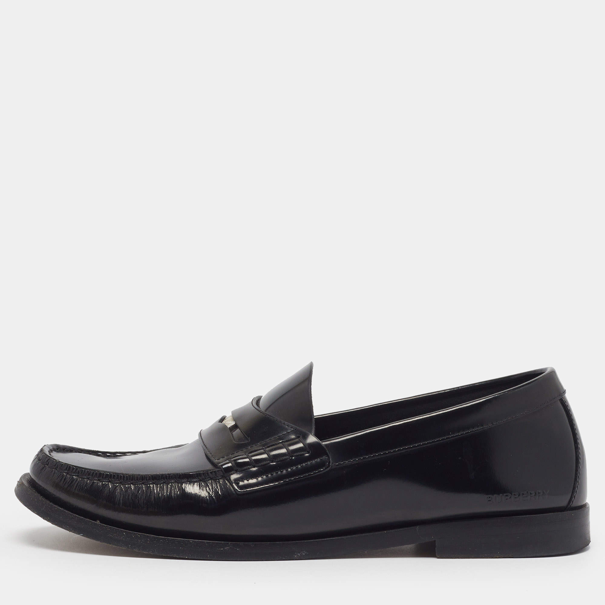 Pre Owned Burberry Bedmont Size 41 Black Leather Penny Loafers